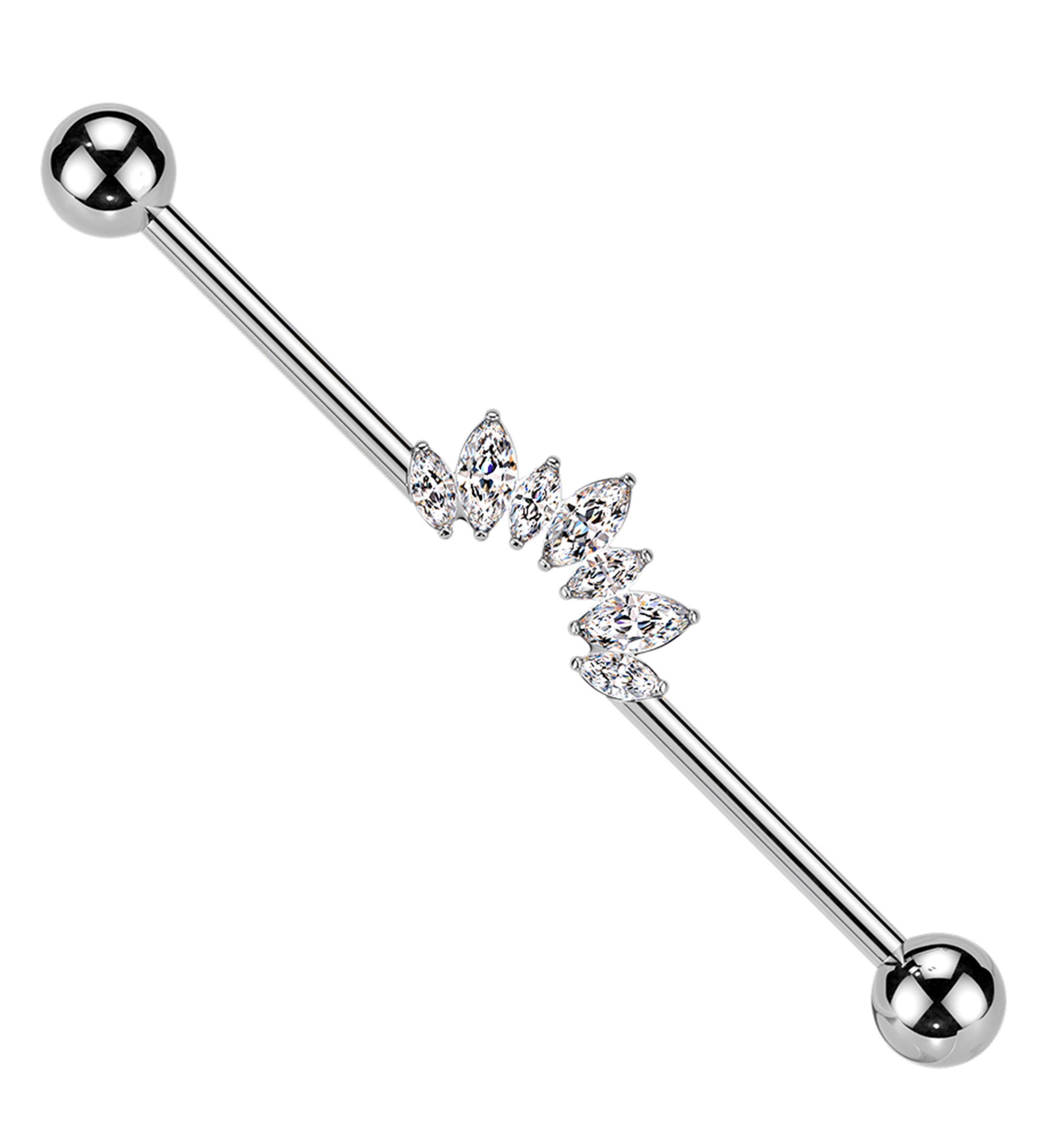 Tiara Clear CZ Internally Threaded Titanium Industrial Barbell