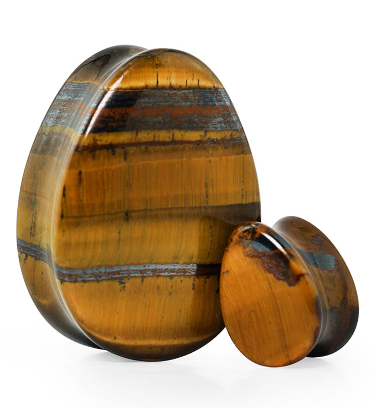 Tiger Eye Stone Teardrop Plugs
