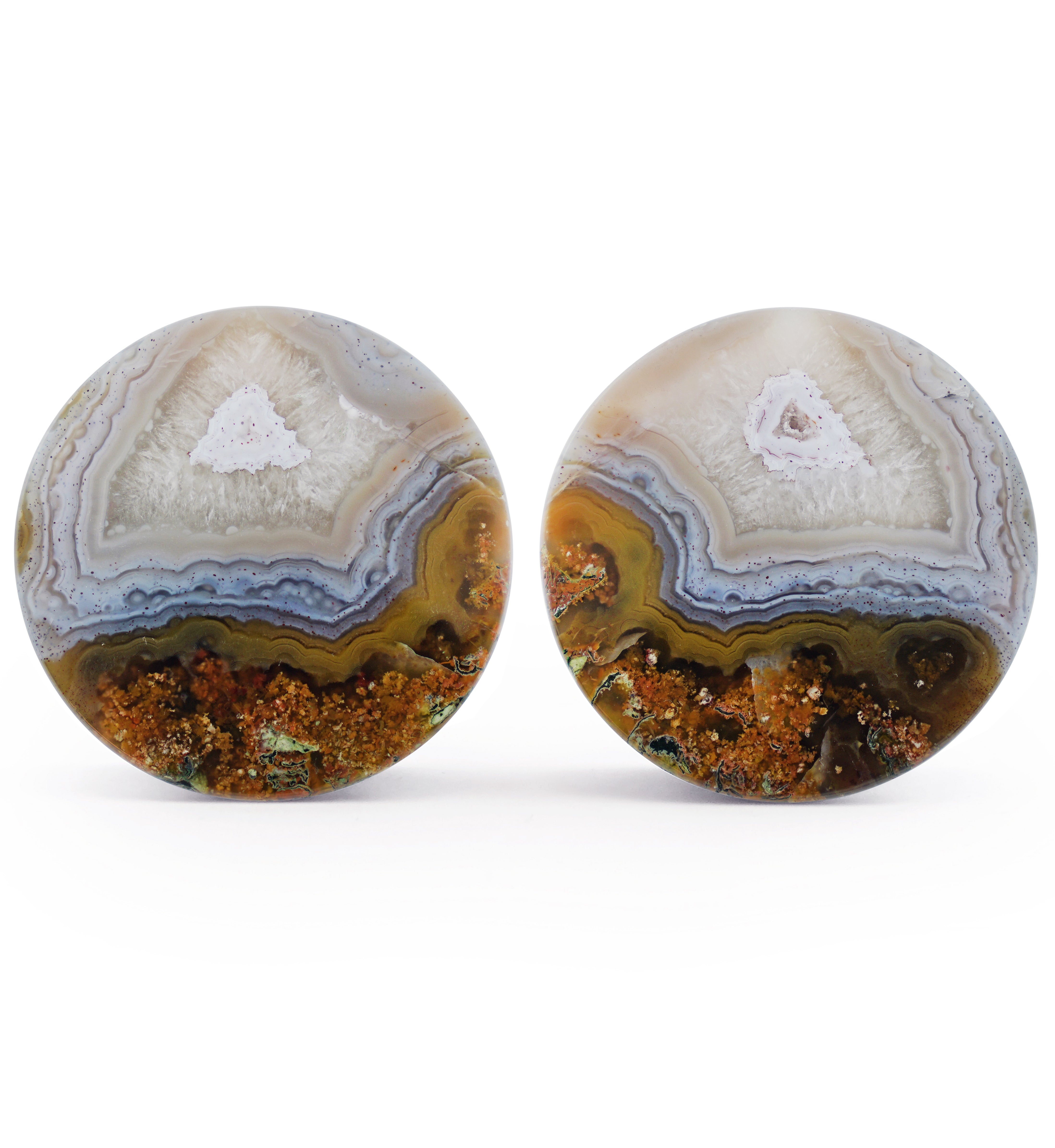 Timor Agate Double Flare Plugs 2" (51mm) Version 1