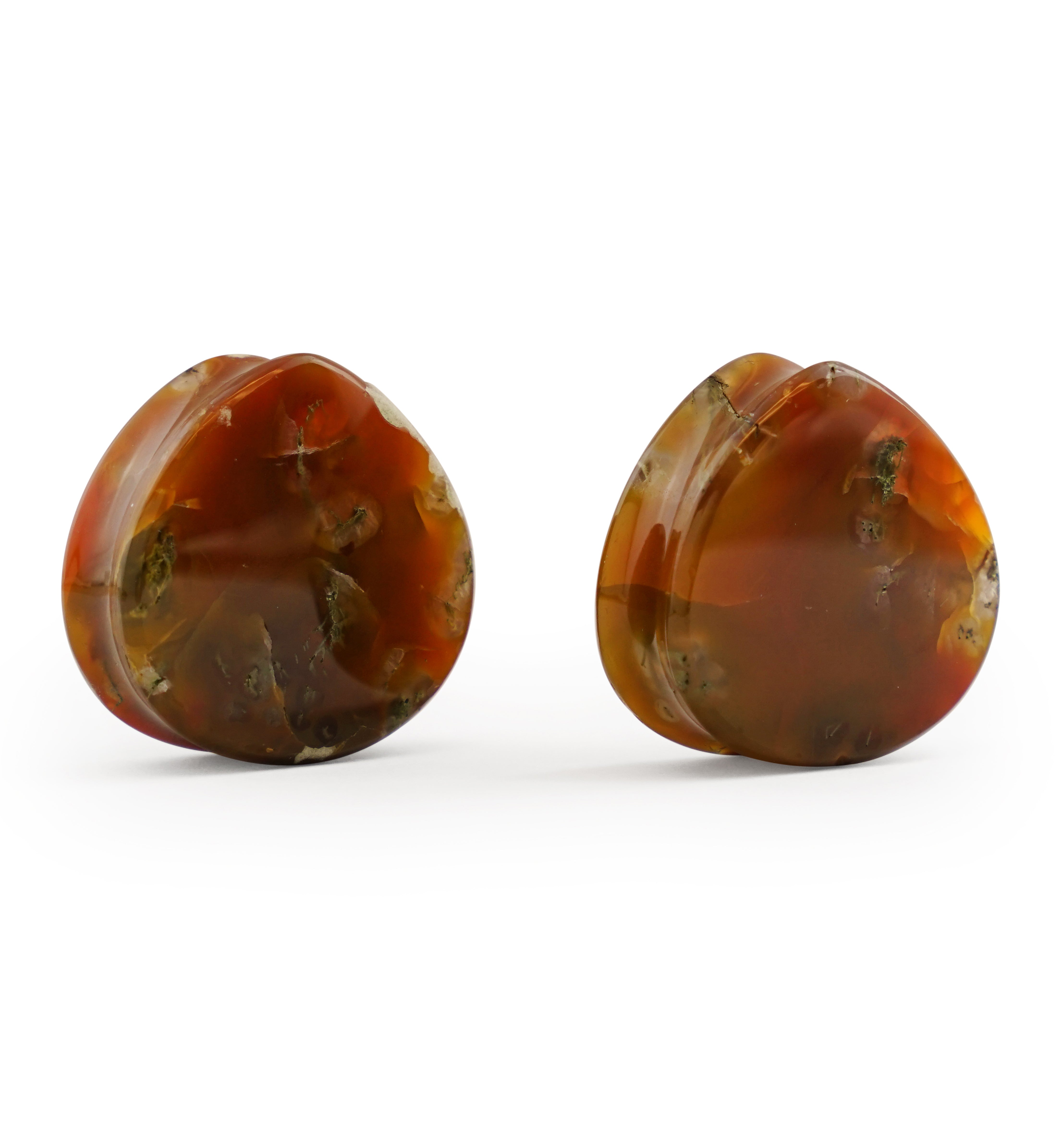 Timor Agate Teardrop Double Flare Plugs 1" (25mm) Version 2