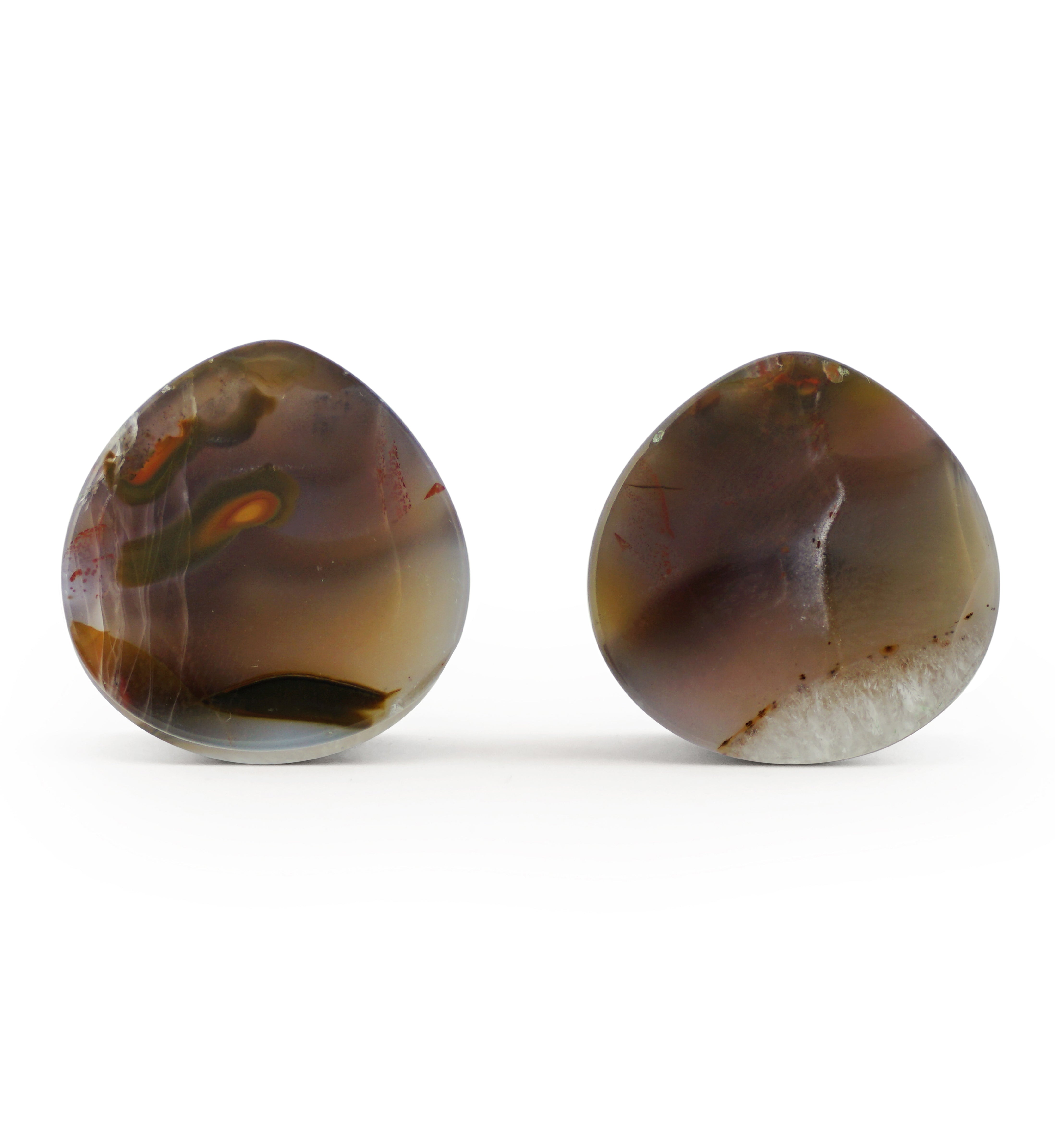 Timor Agate Teardrop Double Flare Plugs 1" (25mm) Version 3