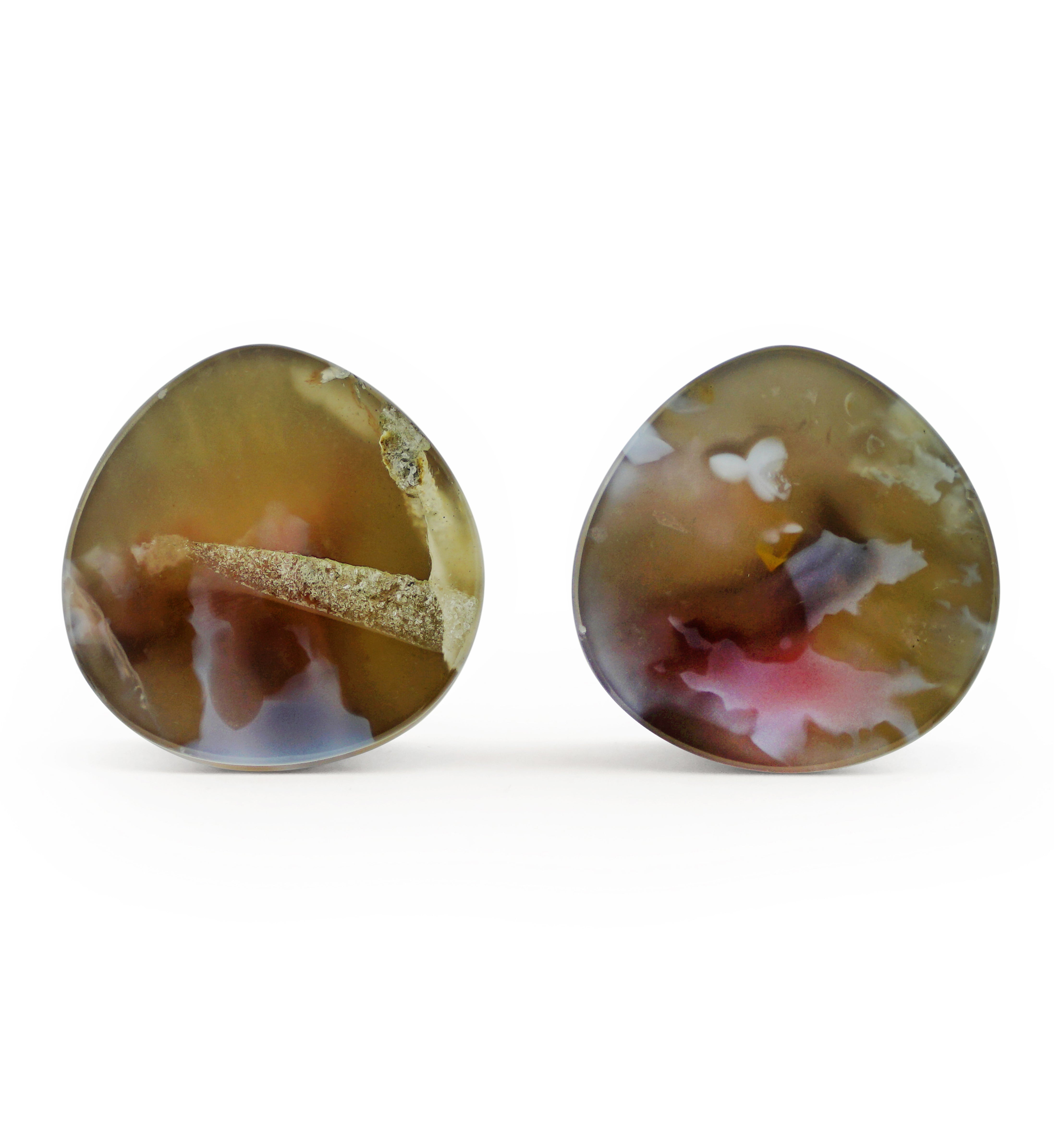 Timor Agate Teardrop Double Flare Plugs 1" (25mm) Version 5
