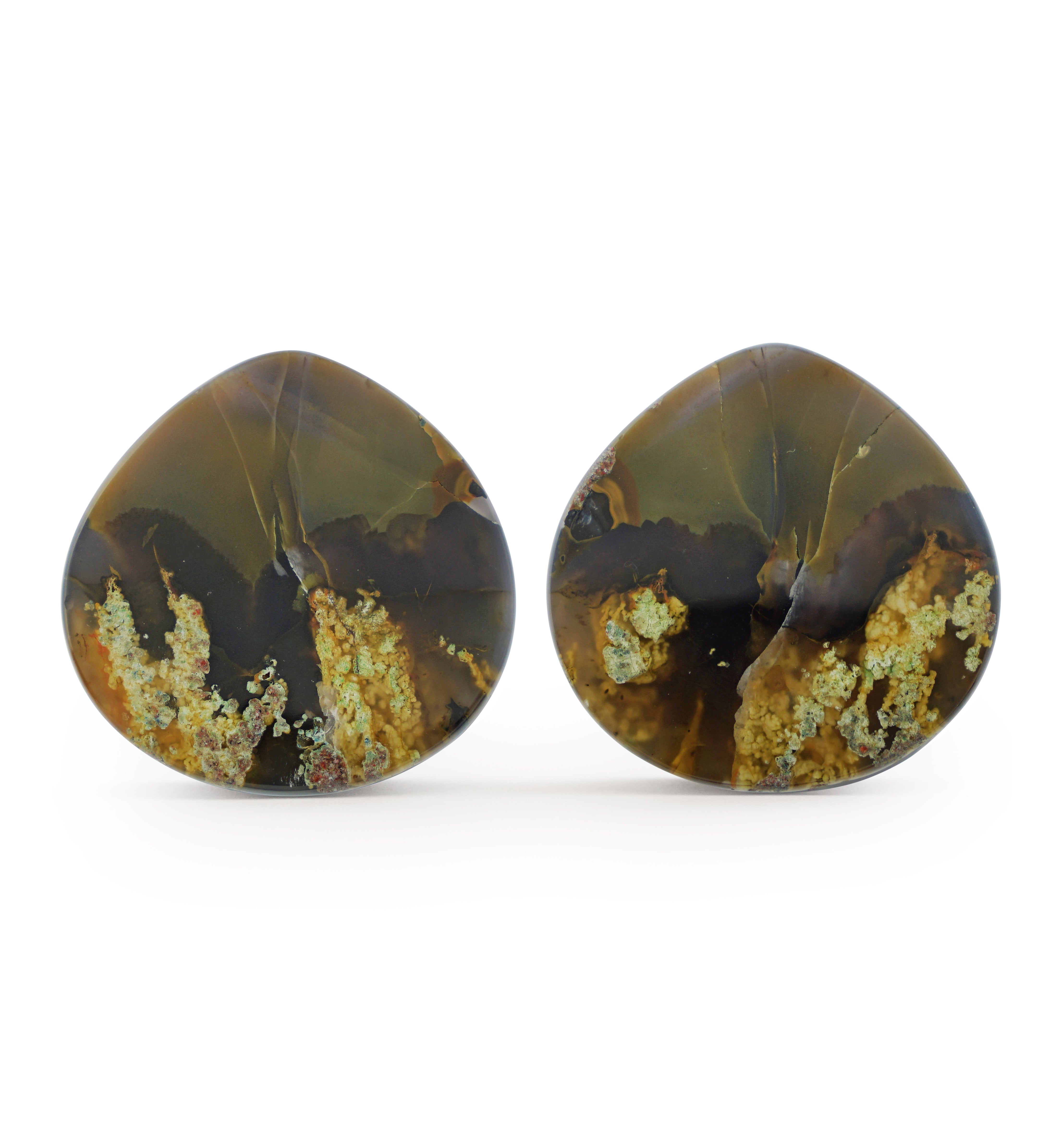 Timor Agate Teardrop Double Flare Plugs 1 & 5/8" (41mm) Version 1