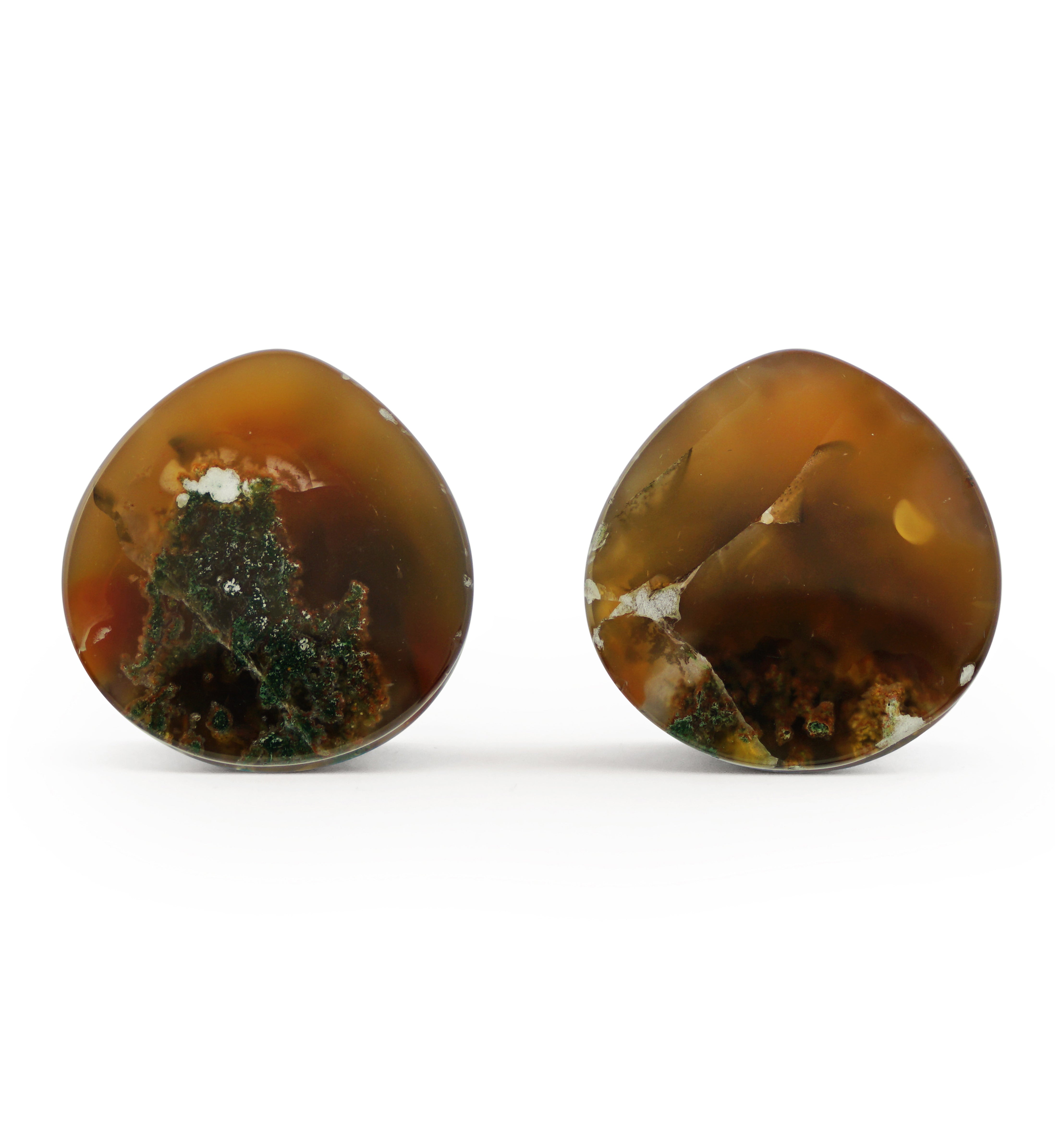 Timor Agate Teardrop Double Flare Plugs 1 & 1/8" (28mm) Version 2