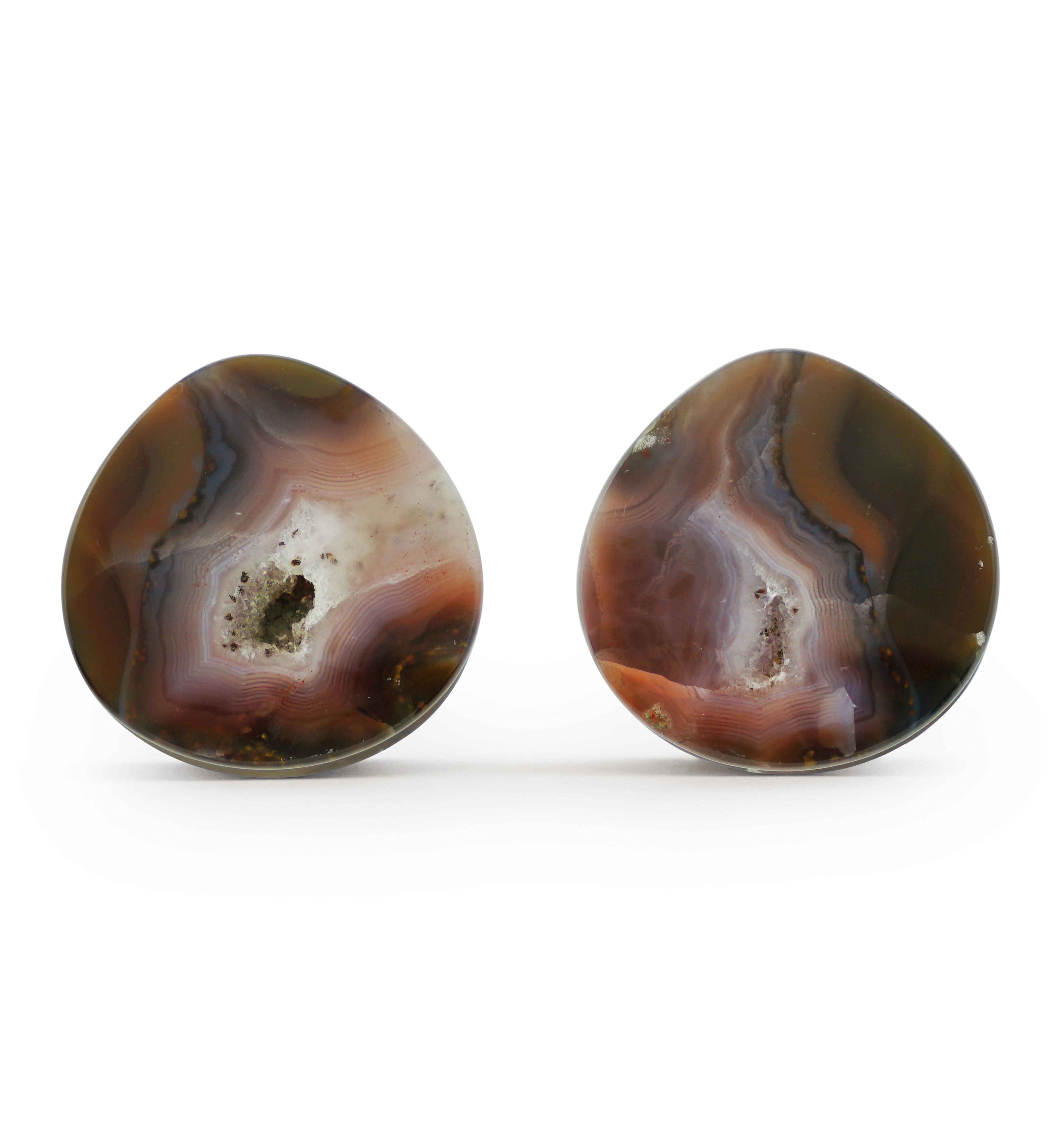 Timor Agate Teardrop Double Flare Plugs 1 & 1/8" (28mm) Version 3