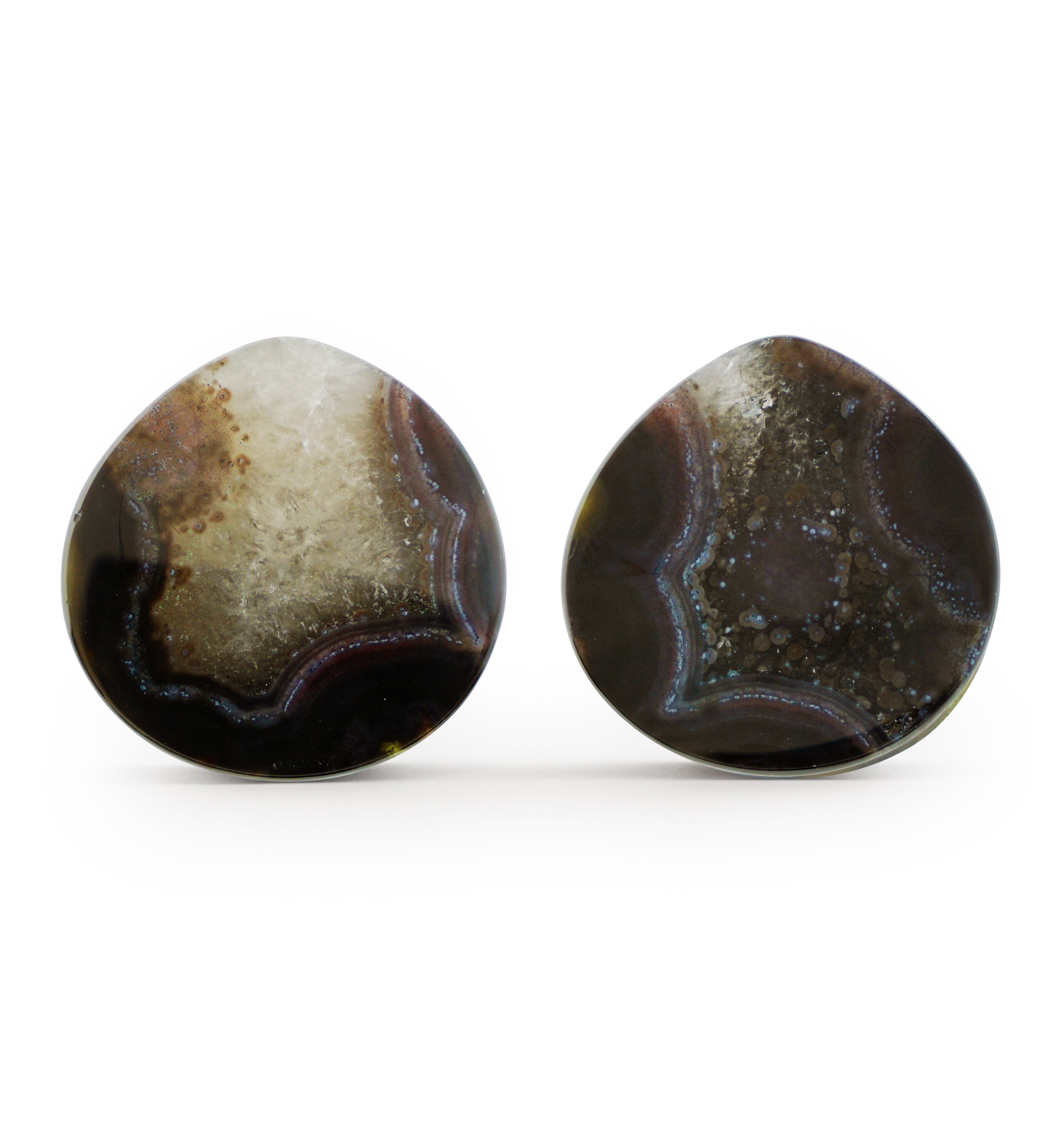 Timor Agate Teardrop Double Flare Plugs 1 & 3/8" (35mm) Version 2
