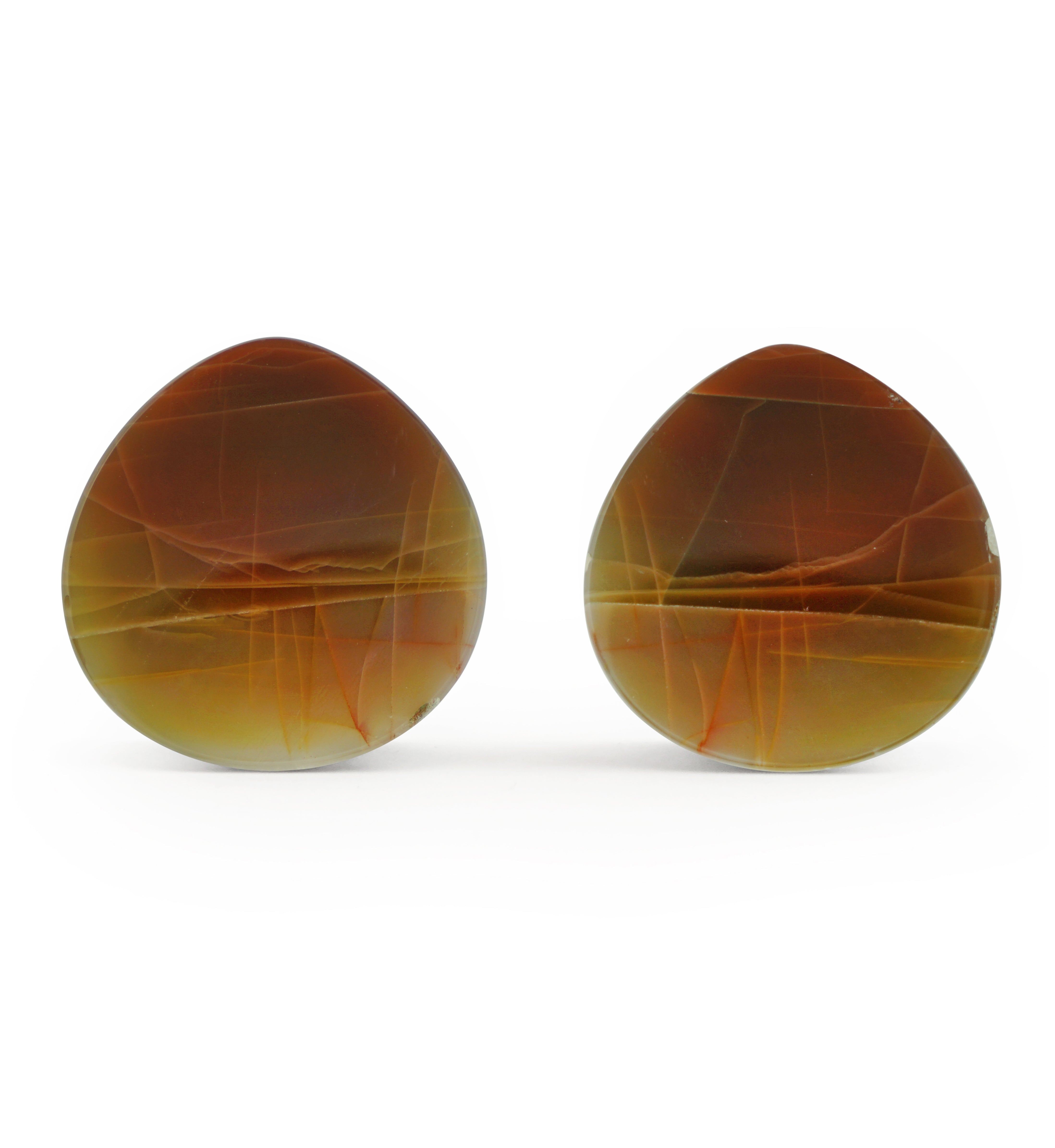 Timor Agate Teardrop Double Flare Plugs 1 & 3/8" (35mm) Version 3