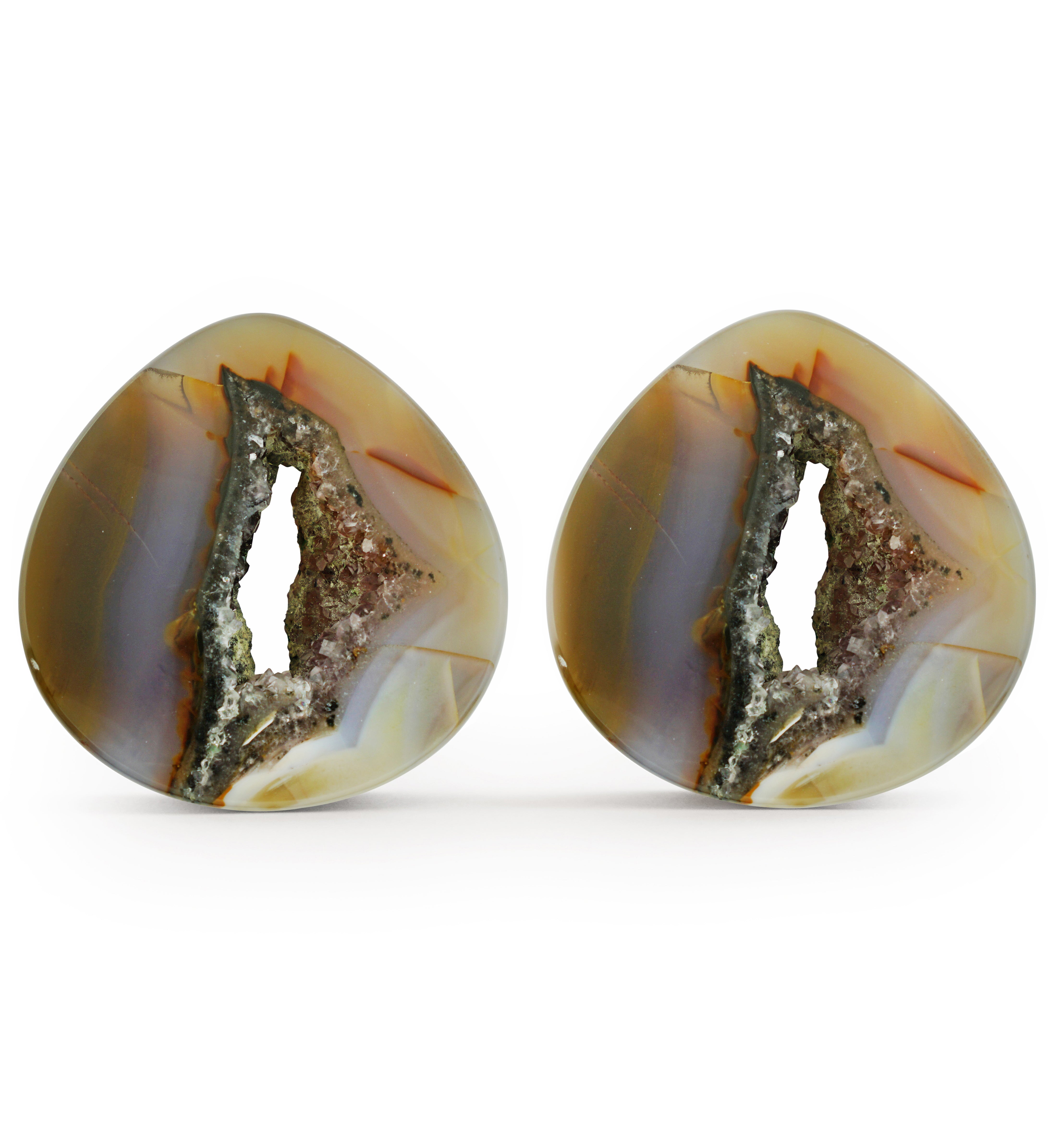 Timor Agate Teardrop Double Flare Plugs 2" (51mm) Version 1