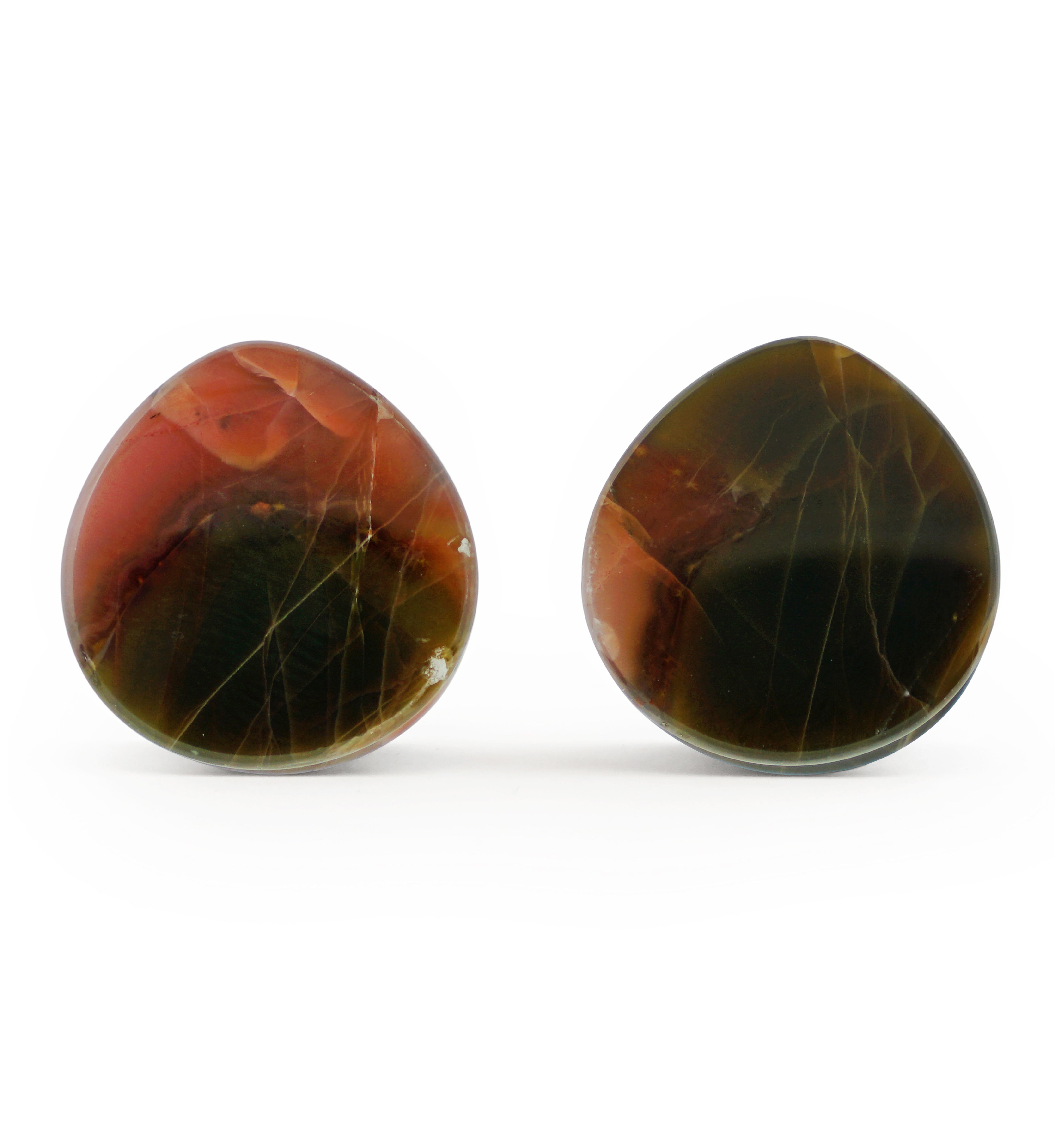 Timor Agate Teardrop Double Flare Plugs 3/4" (19mm) Version 1