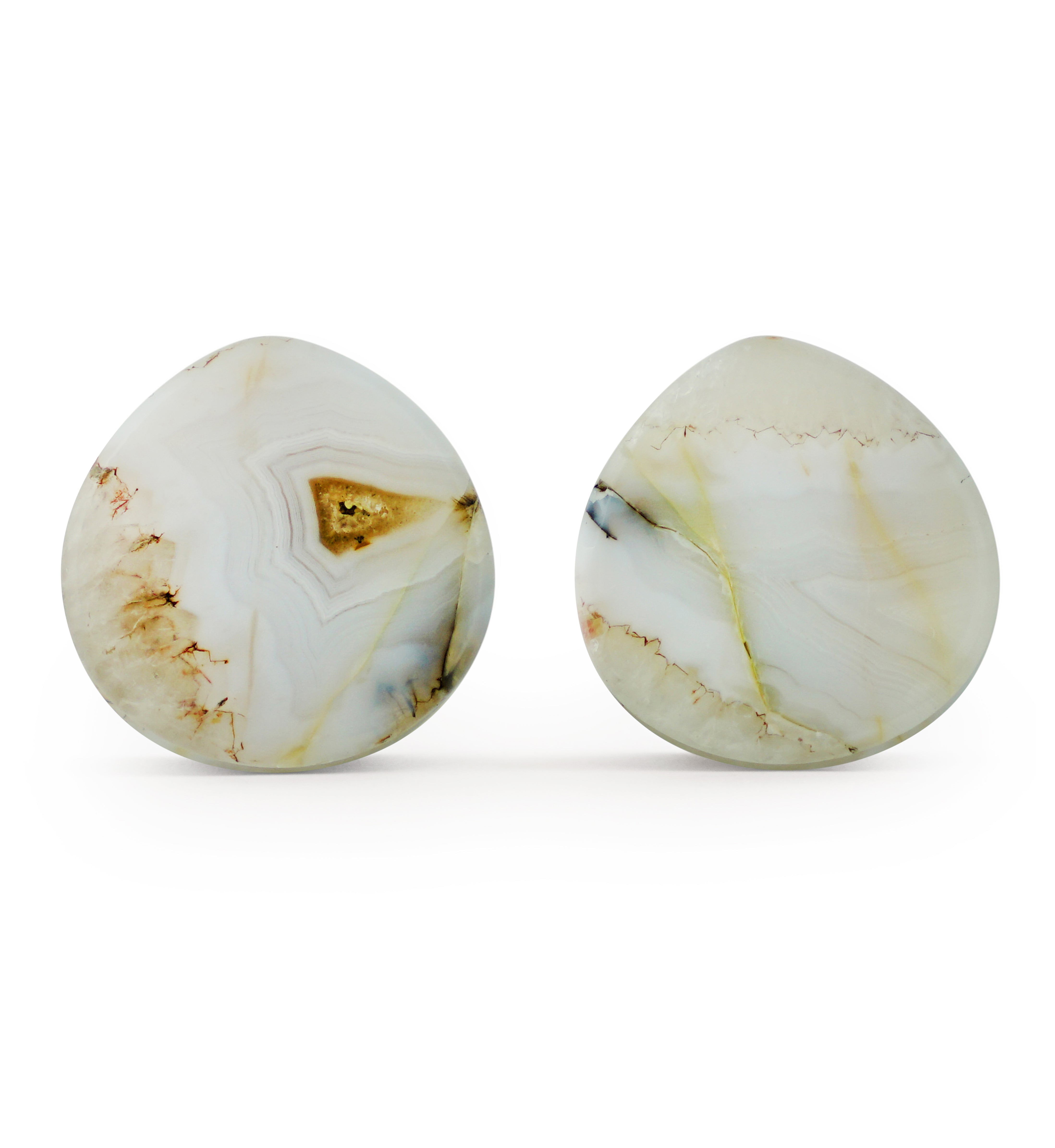 Timor Agate Teardrop Double Flare Plugs 5/8" (16mm) Version 2