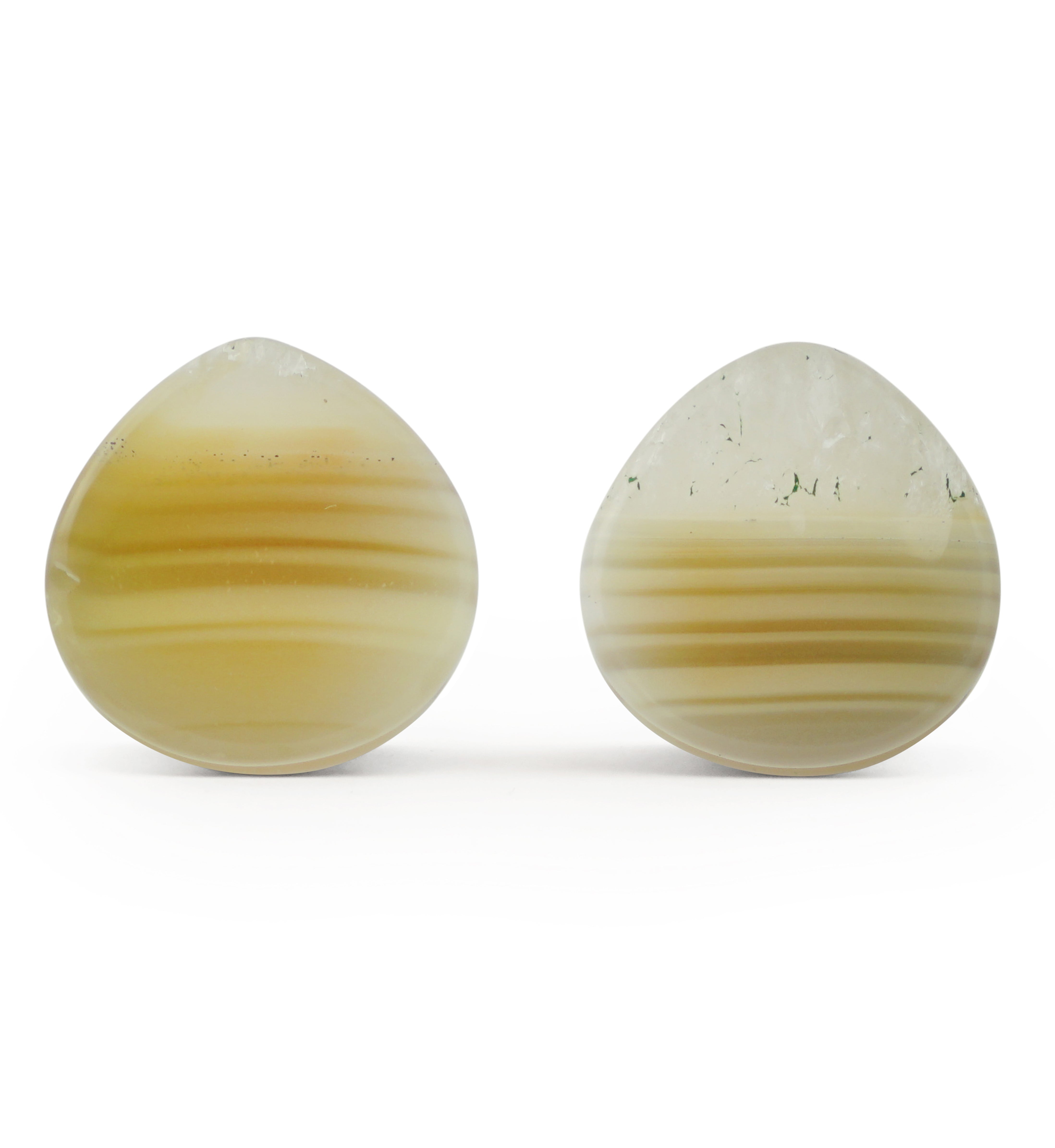 Timor Agate Teardrop Double Flare Plugs 9/16" (14mm) Version 1