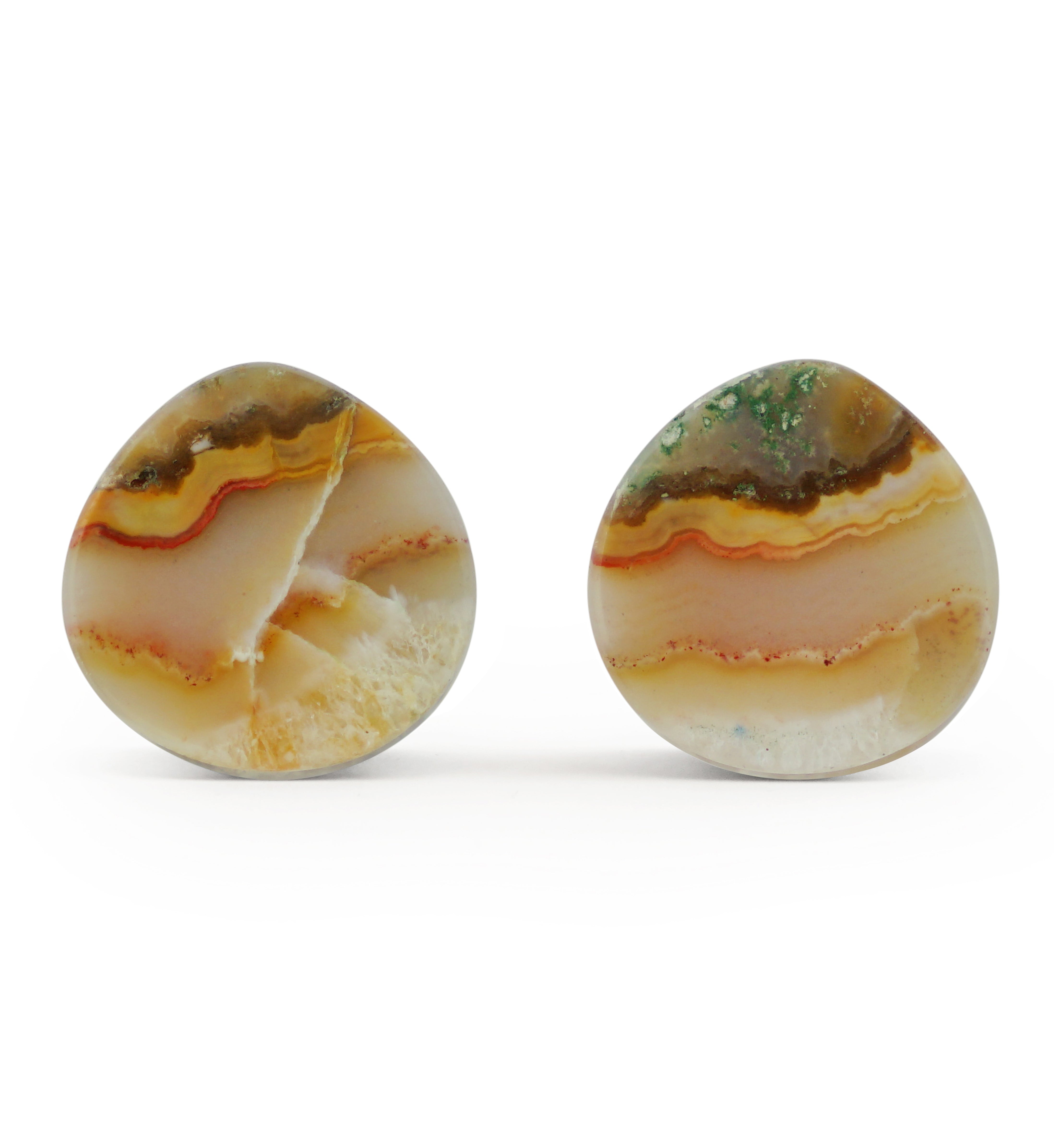 Timor Agate Teardrop Double Flare Plugs 9/16" (14mm) Version 2