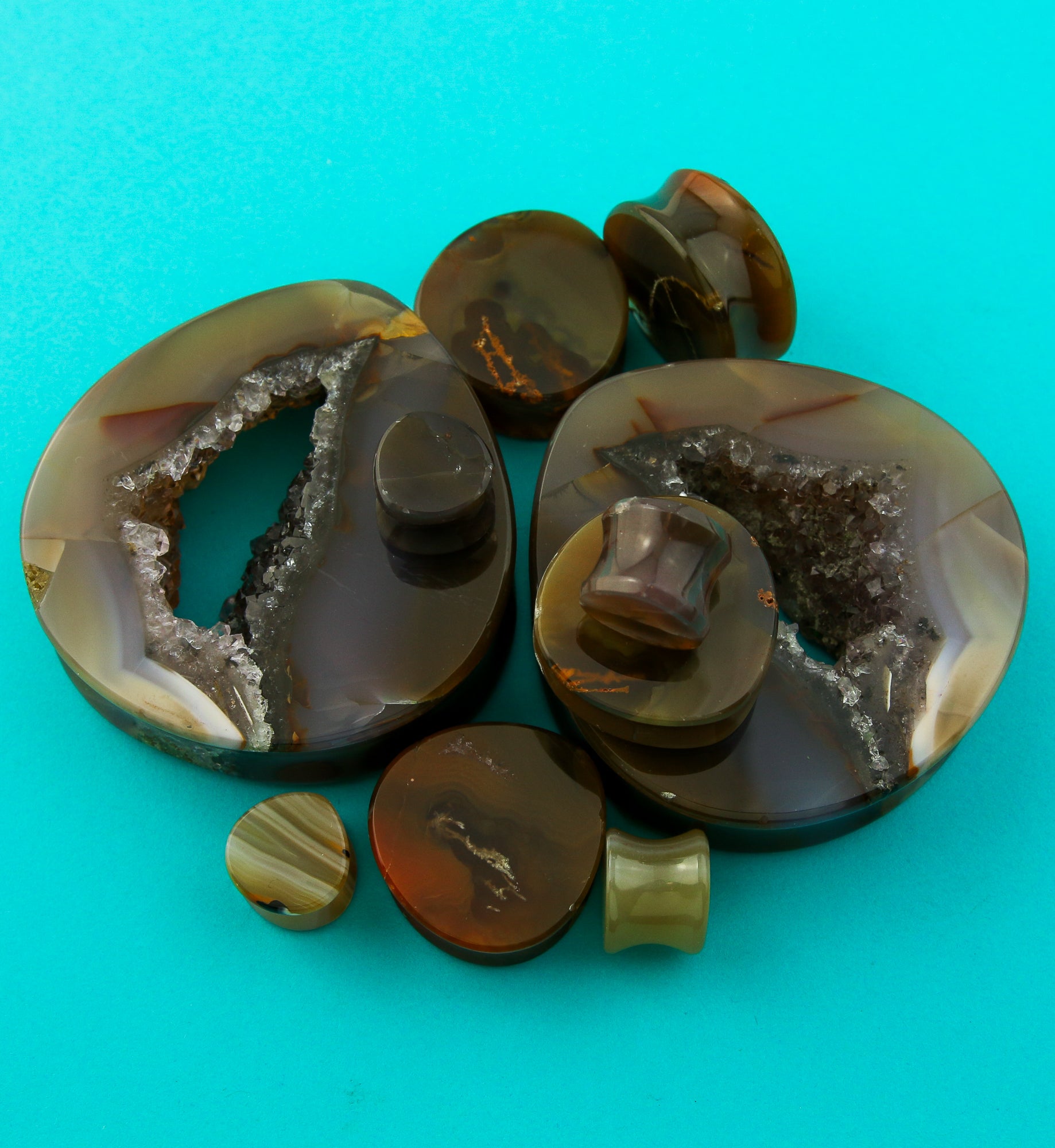 Timor Agate Teardrop Stone Plugs