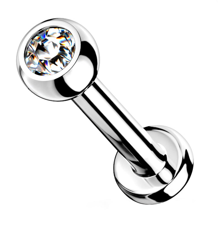 Internally Threaded Titanium CZ Top Labret Stud