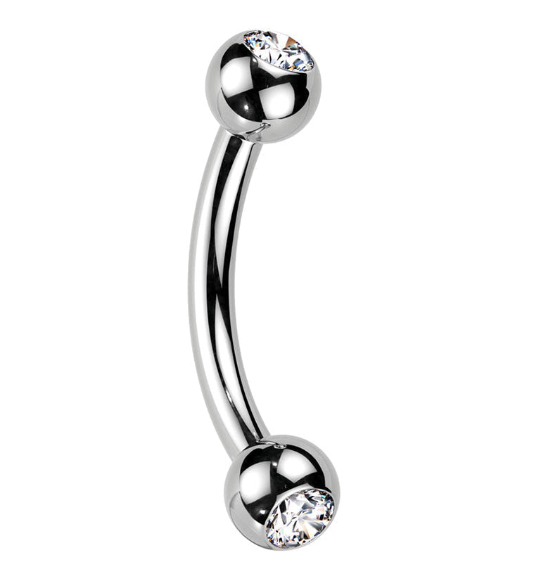 Internally Threaded Titanium Double CZ Curved Barbell