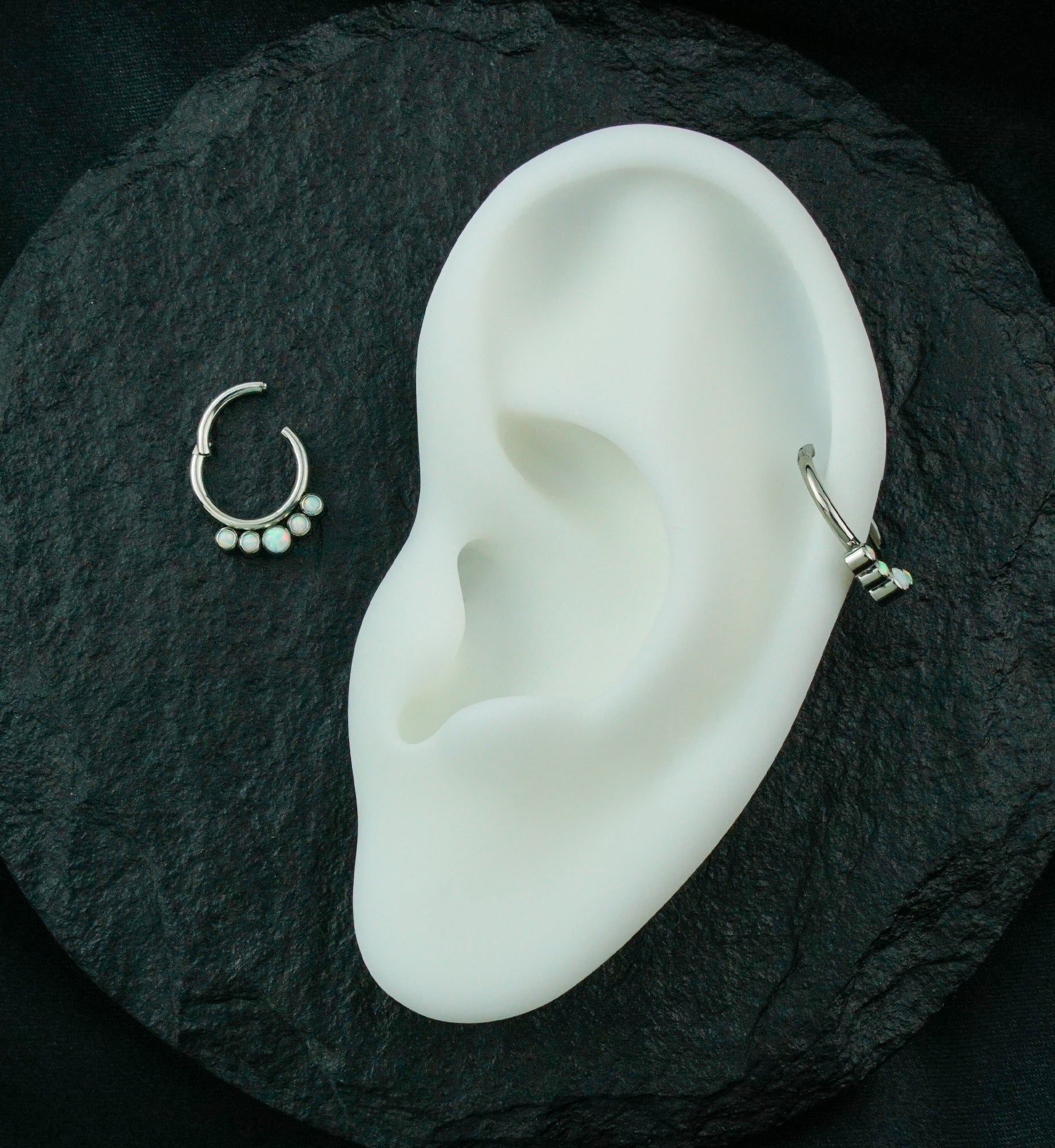 Titanium Hinged Multi Opalite Segment Ring