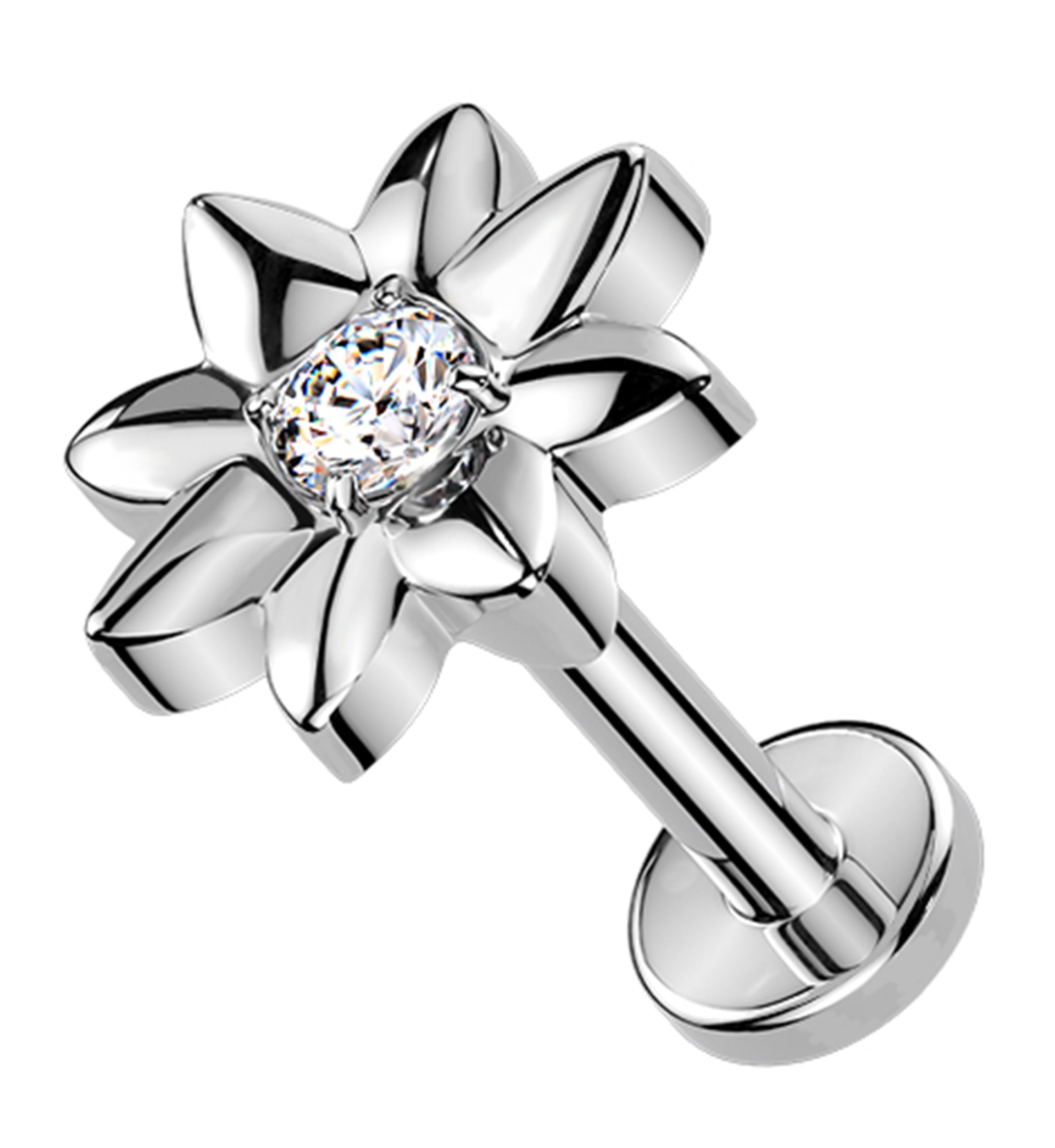 Tithonia Clear CZ Titanium Threadless Labret