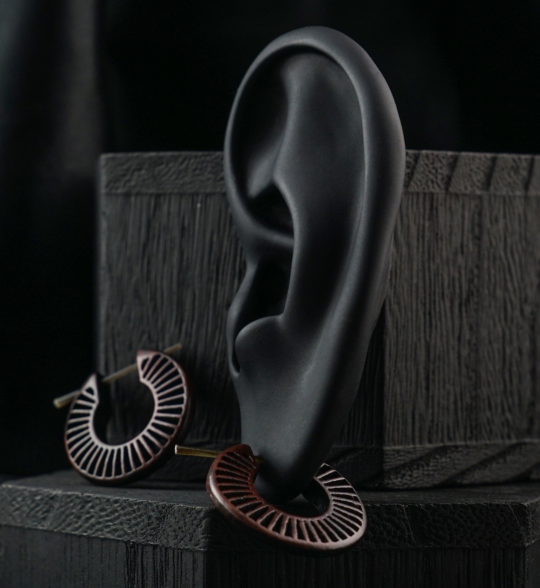 Torrent Hoop Narra Wood Earrings