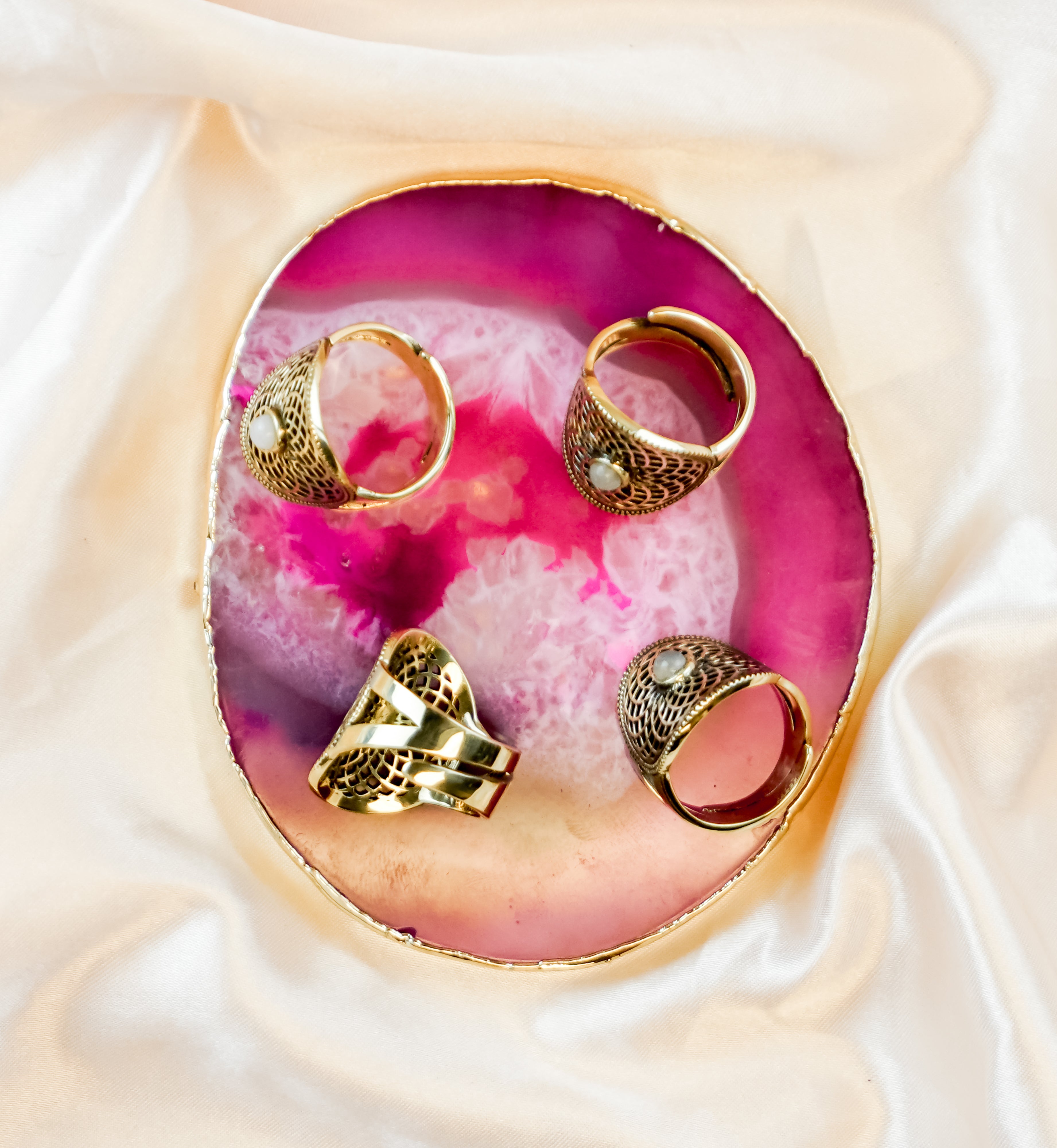 Torus Botswana Agate Stone Brass Ring