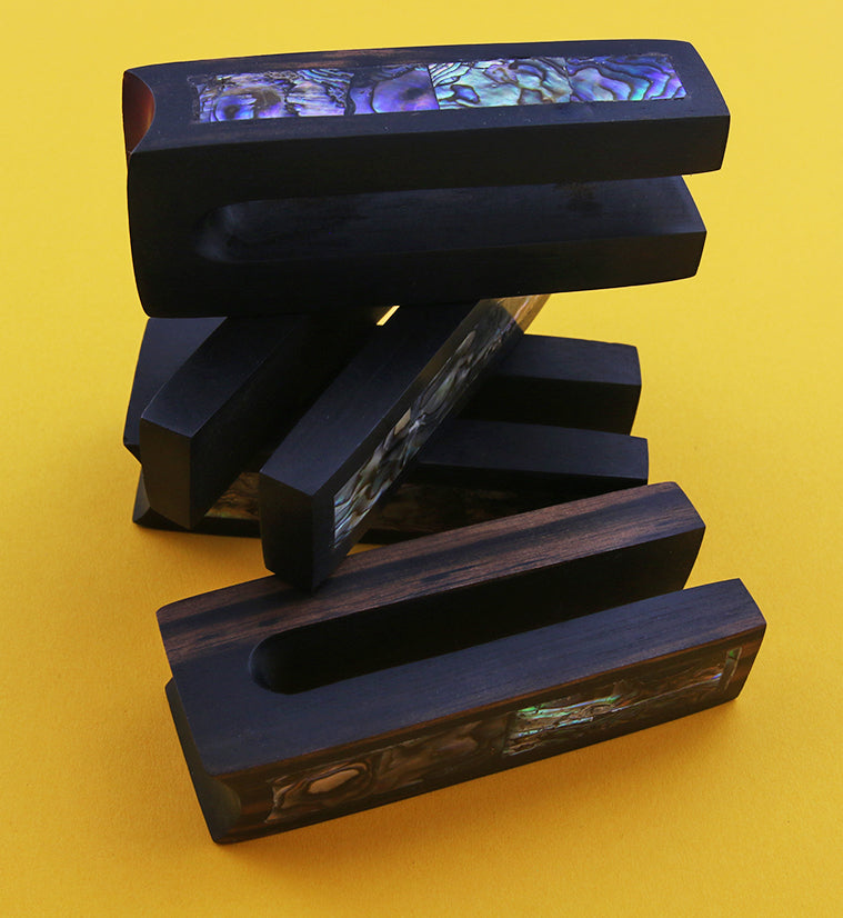 Tower Areng Wood Ear Weights with Abalone Shell Inlay
