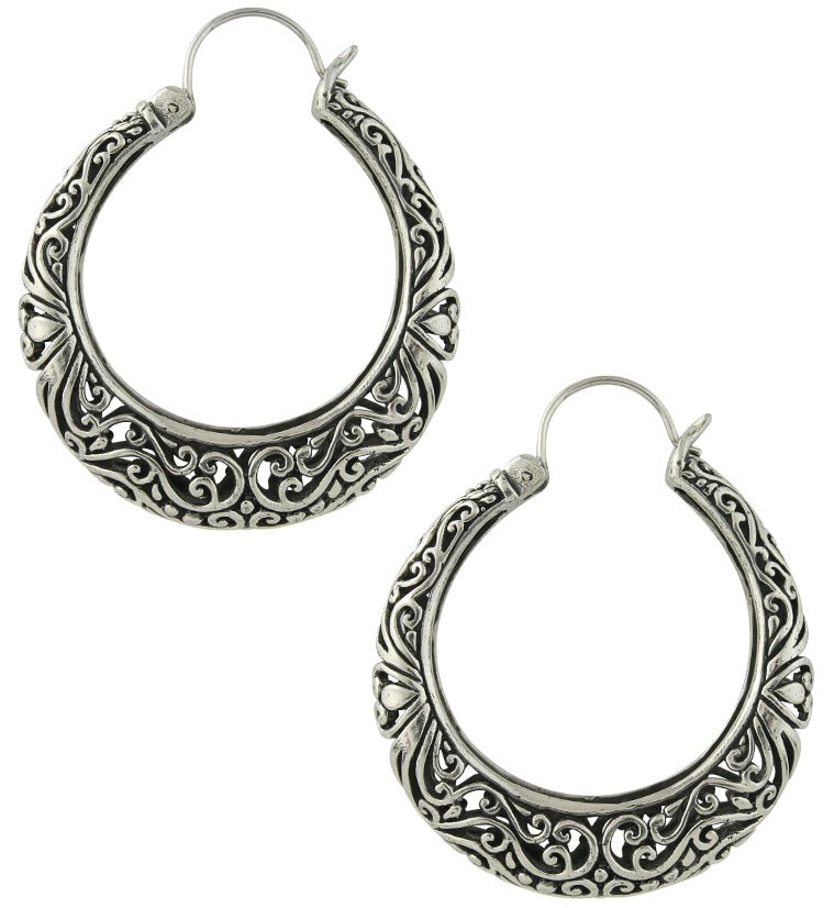 Tracery White Brass Earrings
