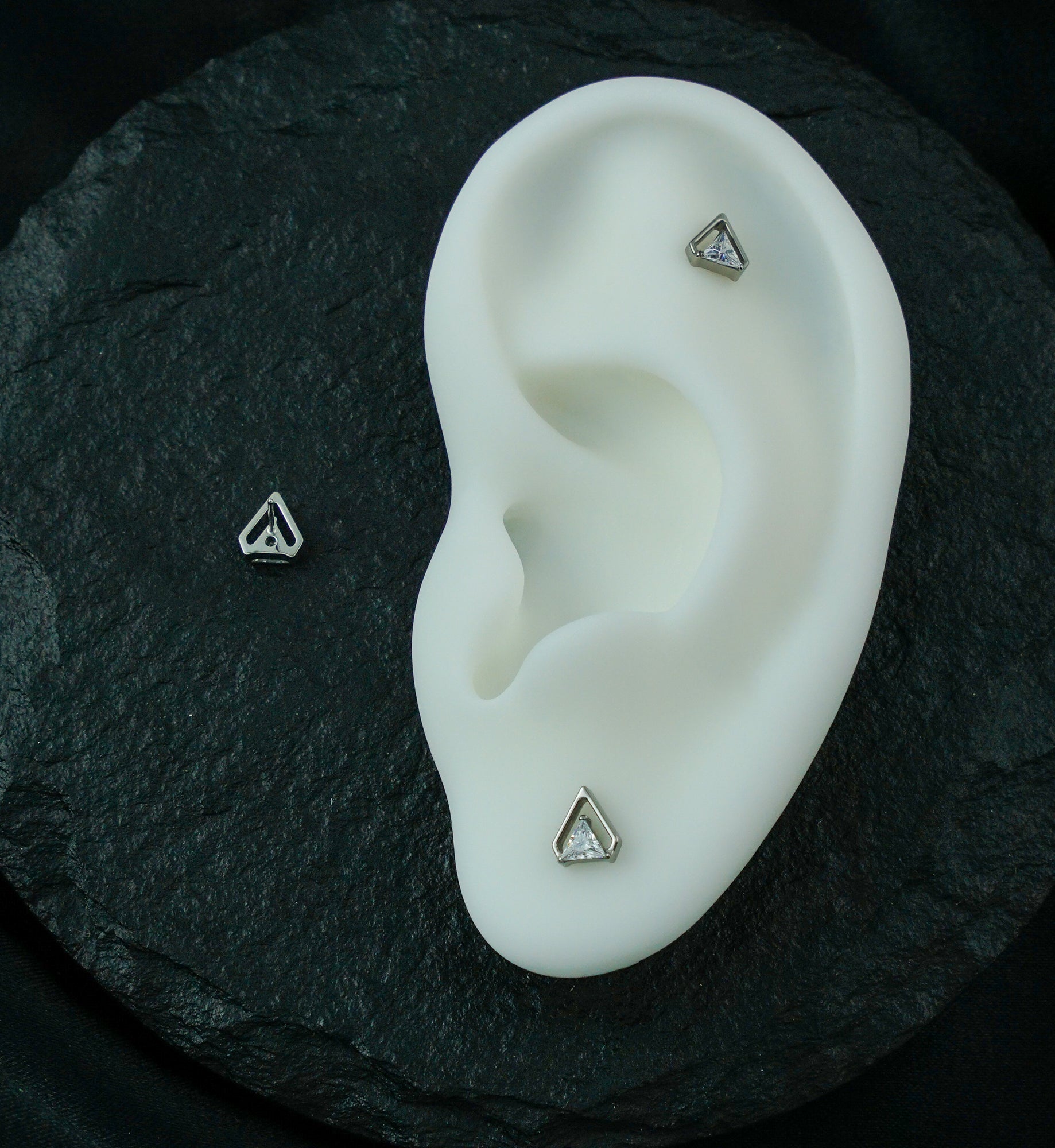 Triangle Chasm Clear CZ Titanium Threadless Top