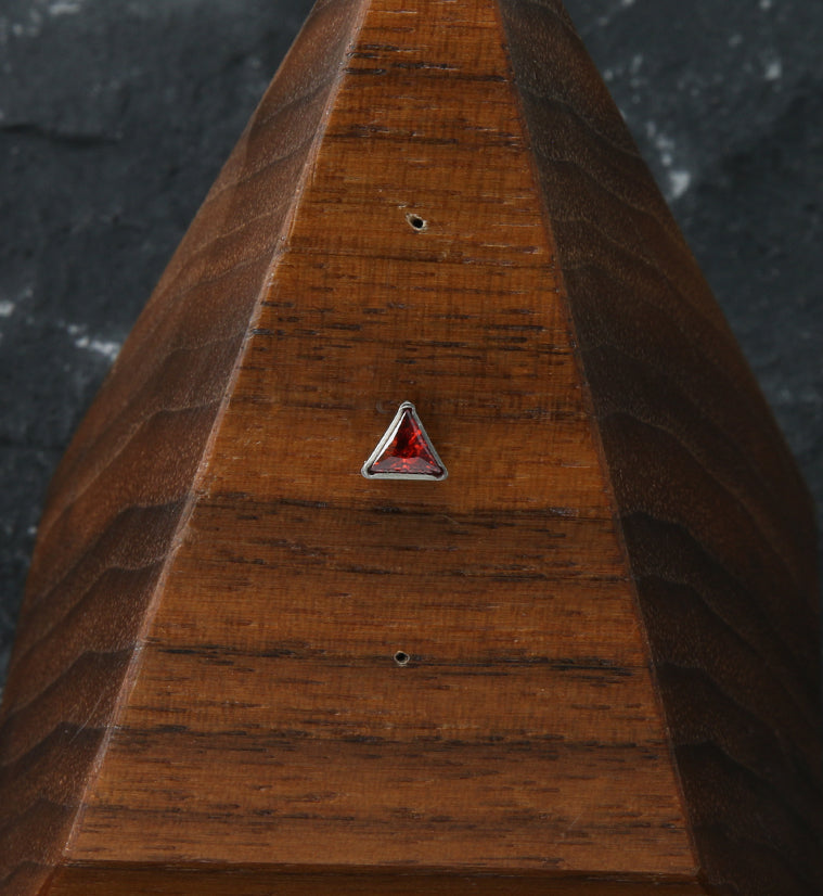 Triangle Red CZ Threadless Titanium Top