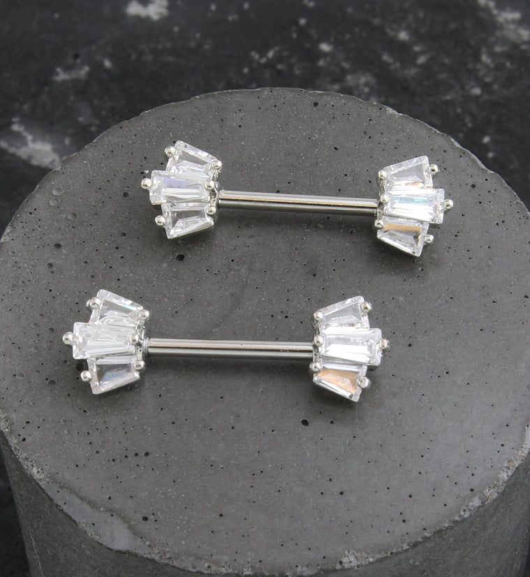 Trinal Clear CZ Stainless Steel Nipple Barbell