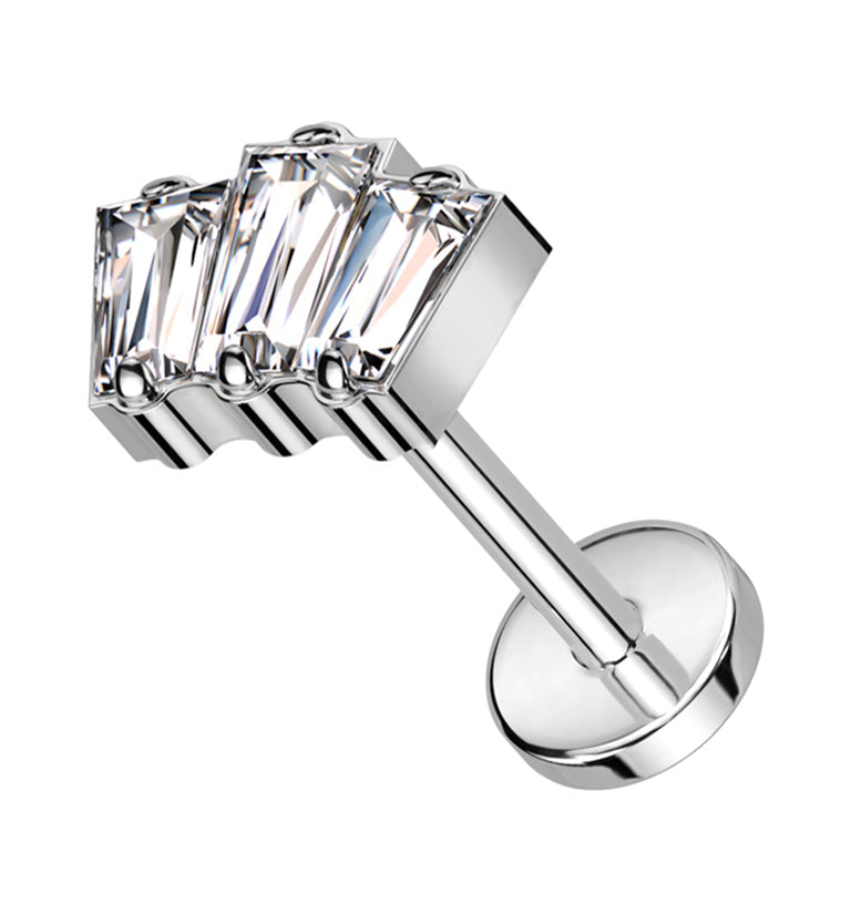 Trinal Clear CZ Threadless Titanium Labret