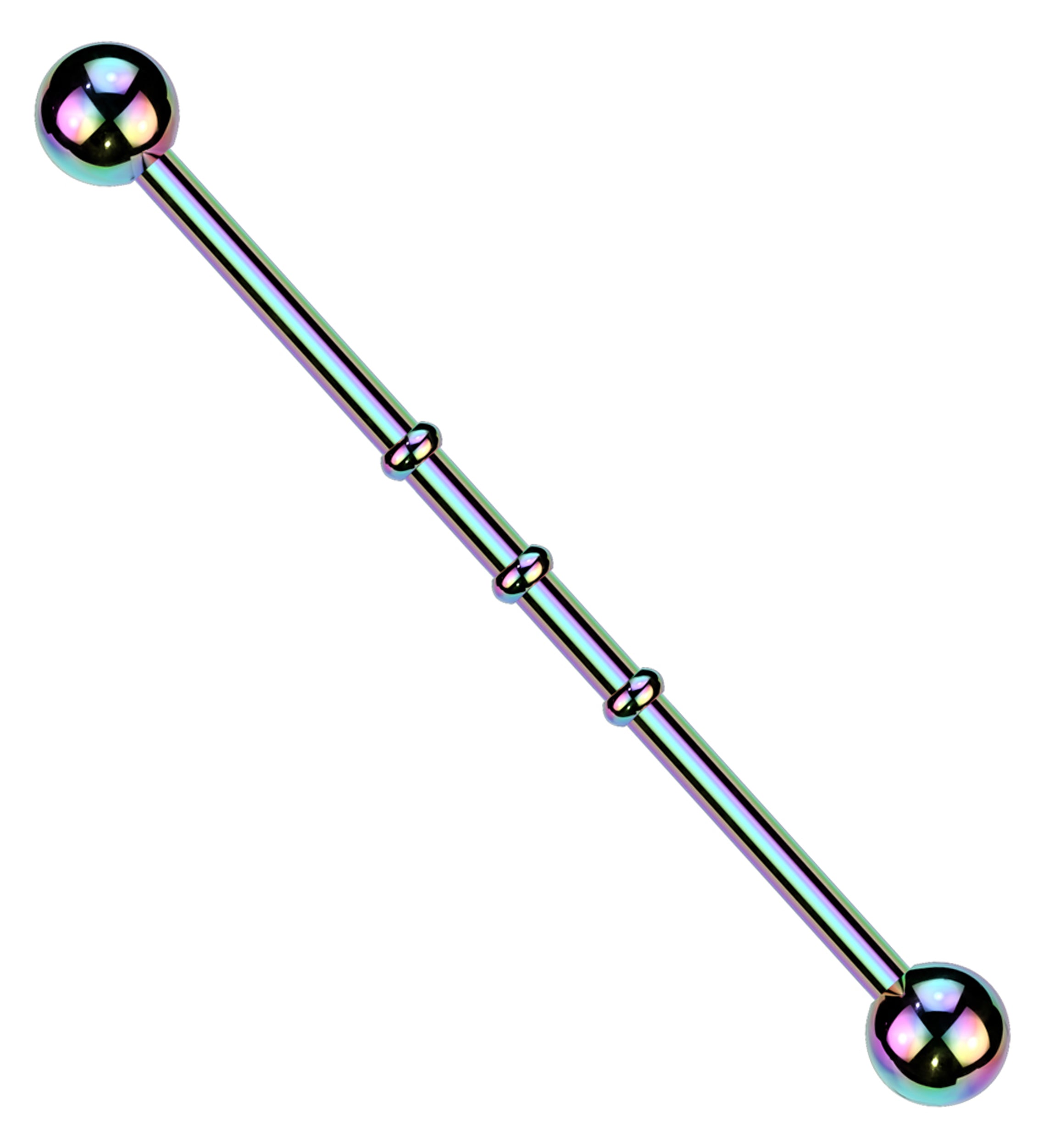 Triple Bump Rainbow Industrial Stainless Steel Barbell