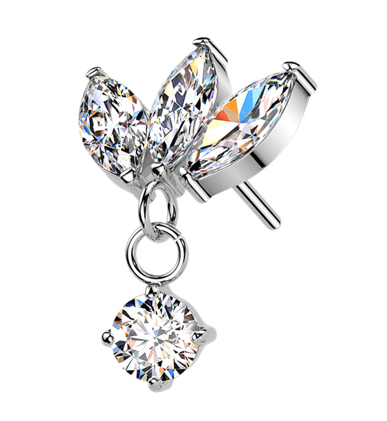 Triple Empress CZ Dangle Titanium Threadless Top