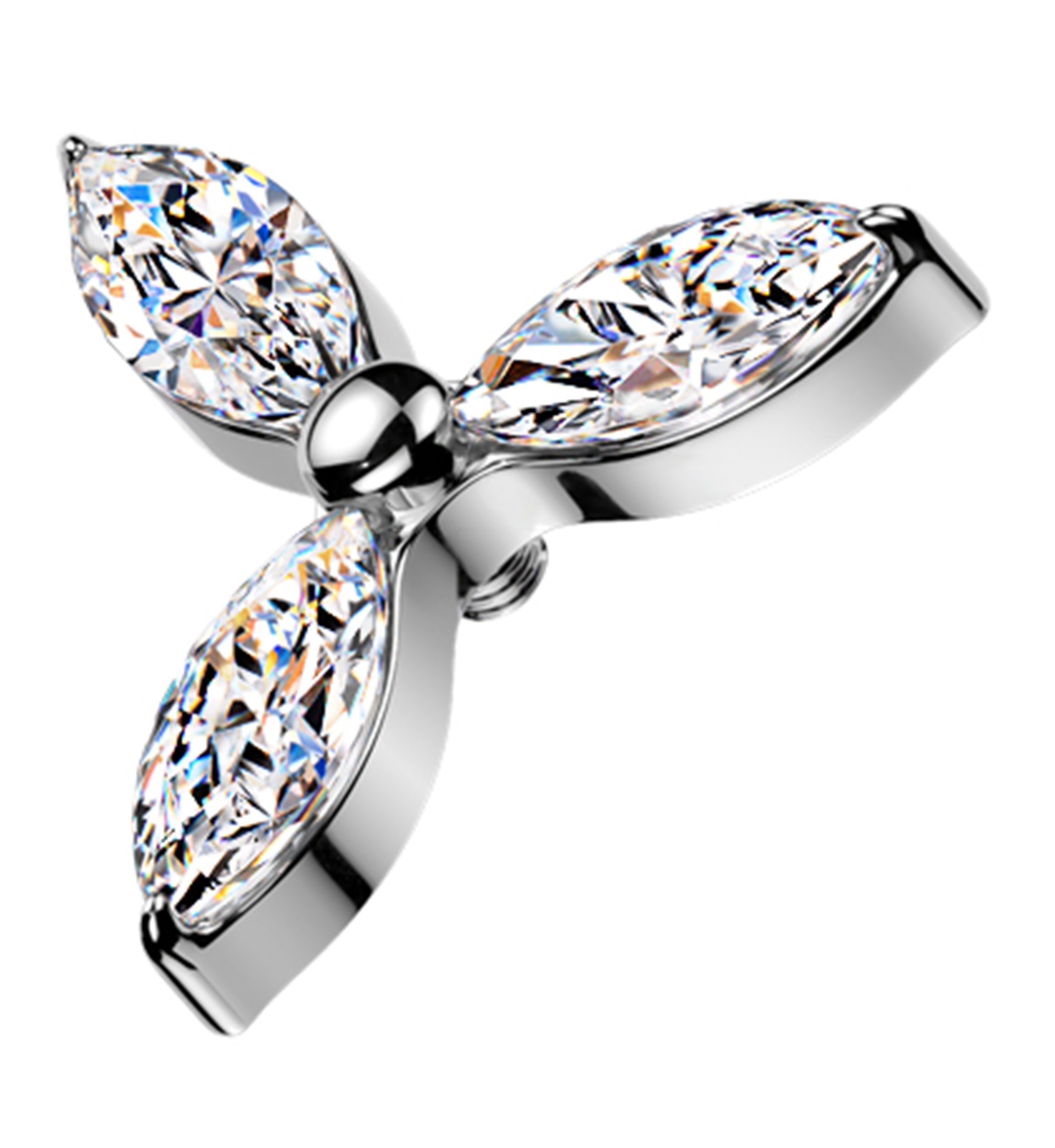 Triple Marquise CZ Titanium Internally Threaded Top