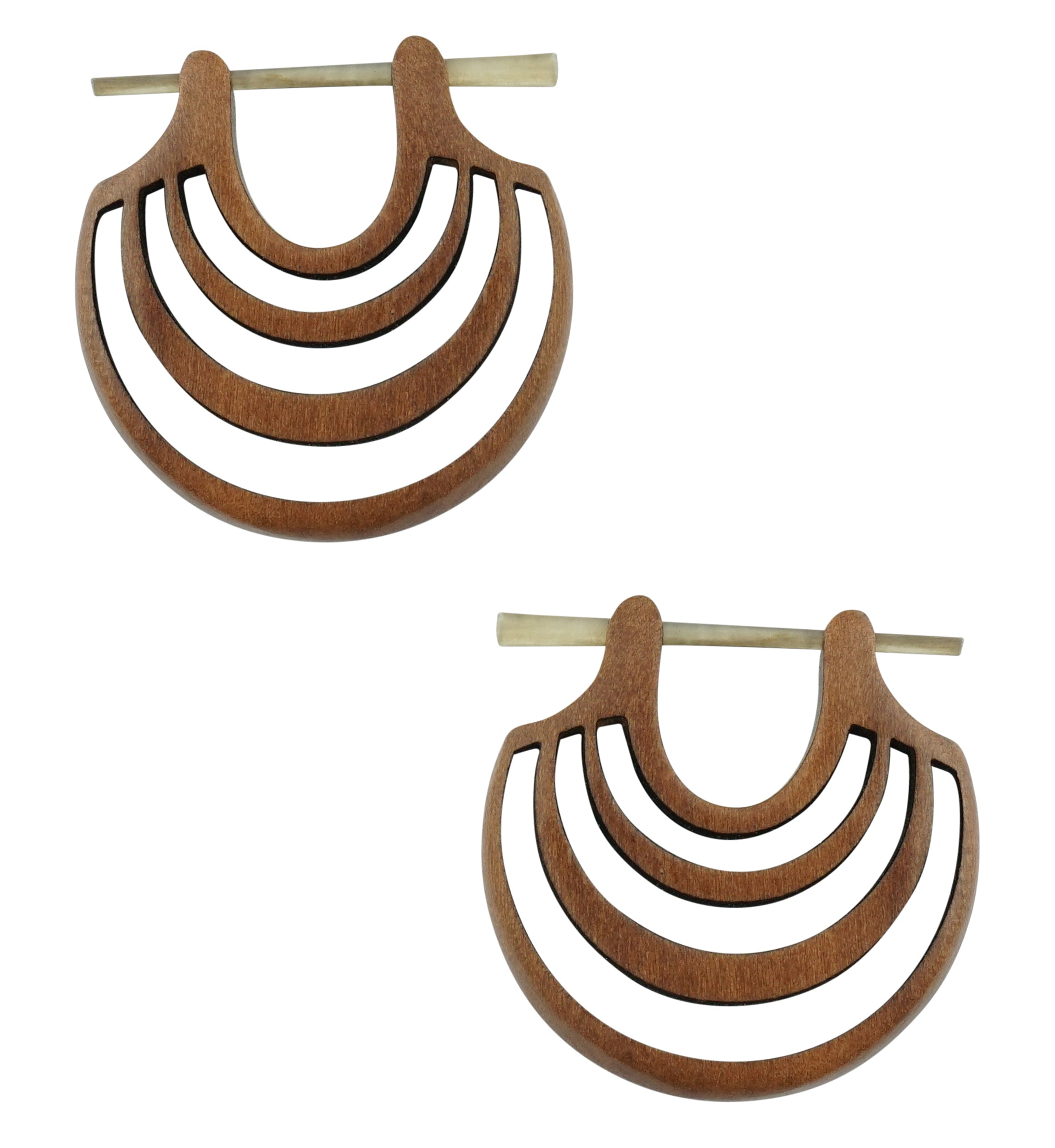 Triple Surge Hoop Sawo Wood Earrings