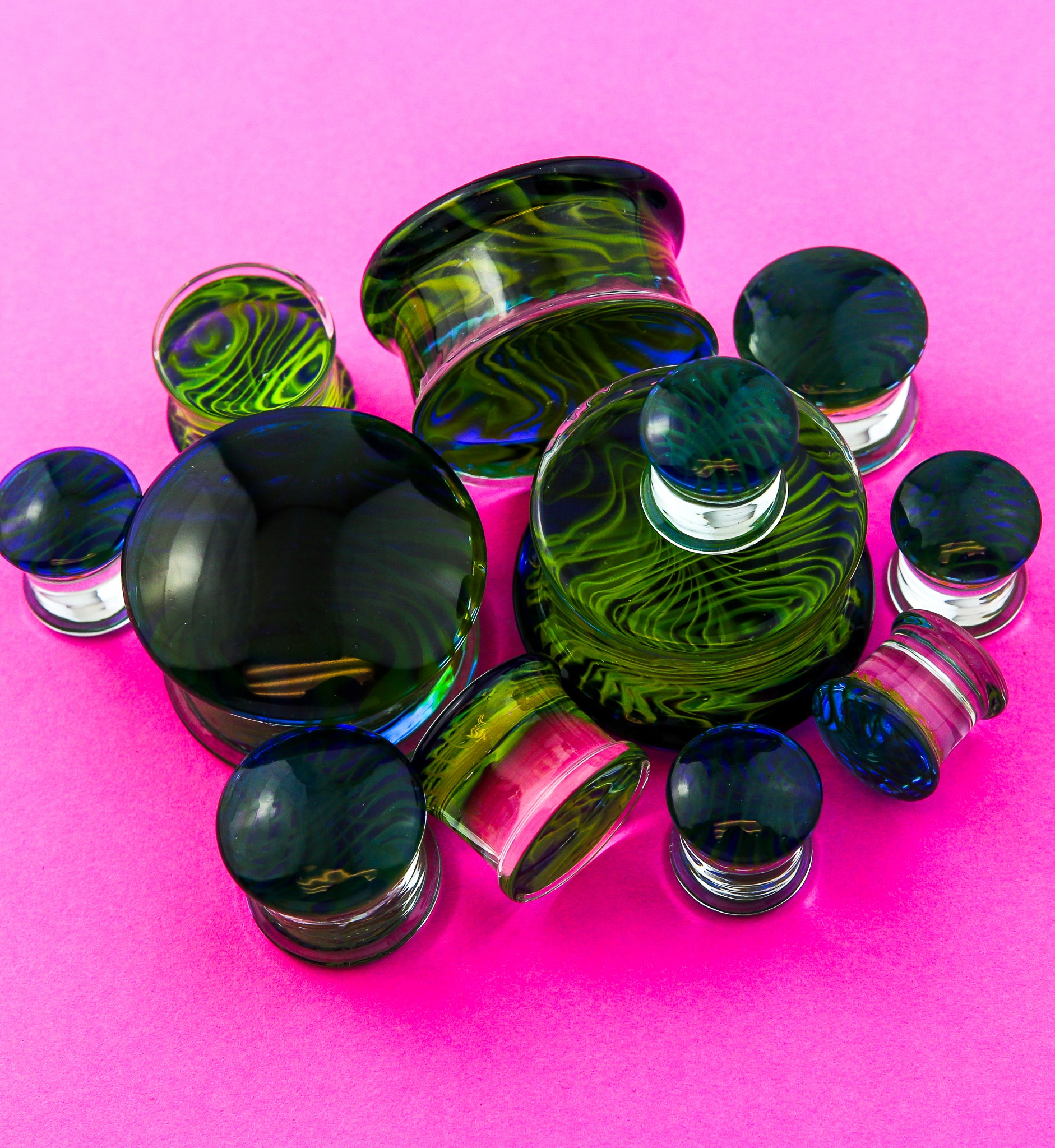 Tropical Stripe Glass Plugs