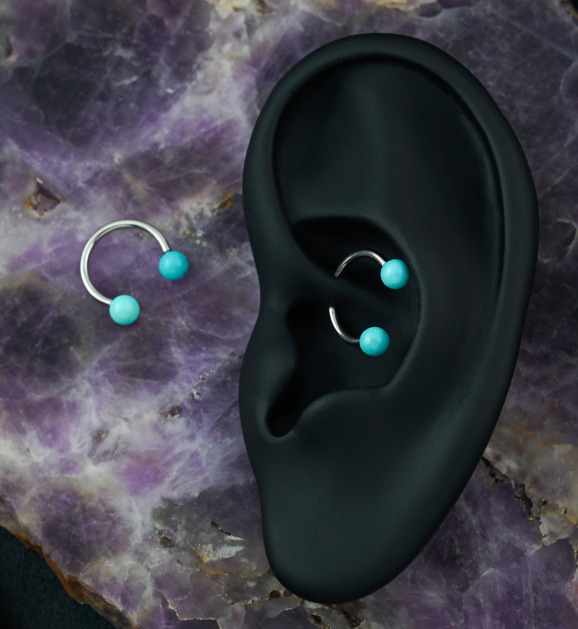 Turquoise Howlite Stone Circular Barbell