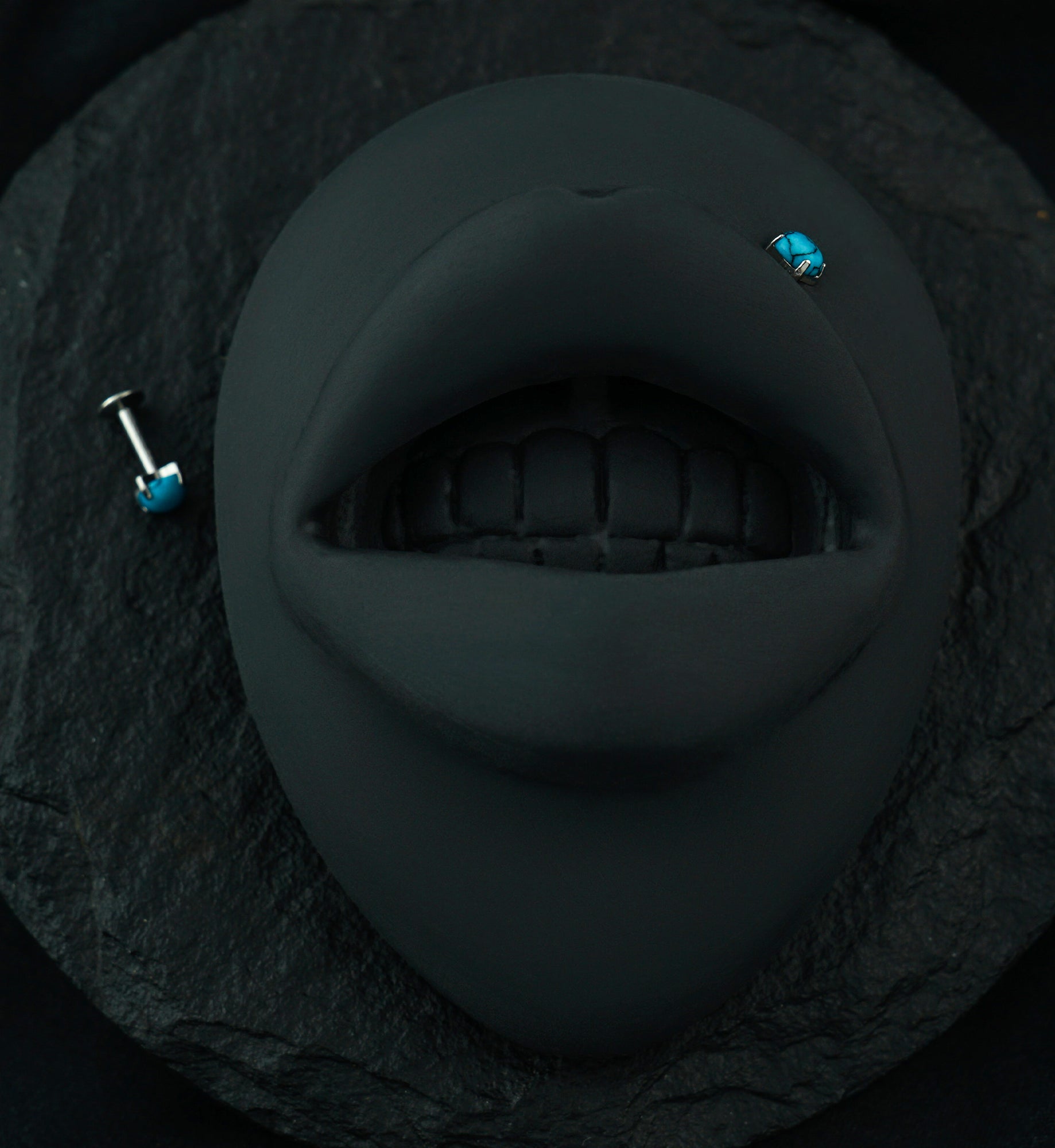 Turquoise Howlite Stone Prong Top Internally Threaded Labret