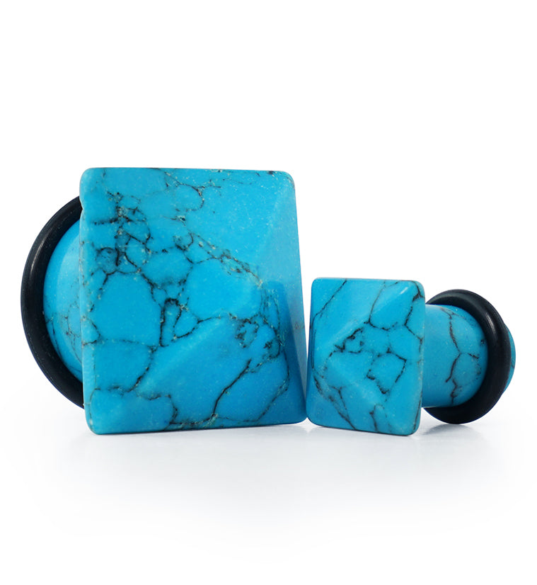Turquoise Howlite Stone Squared Plugs