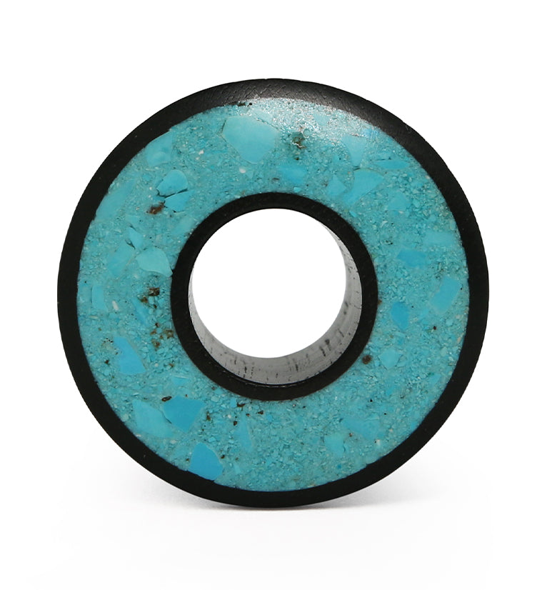 Crushed Turquoise Stone Inlay Tunnel Wood Plugs