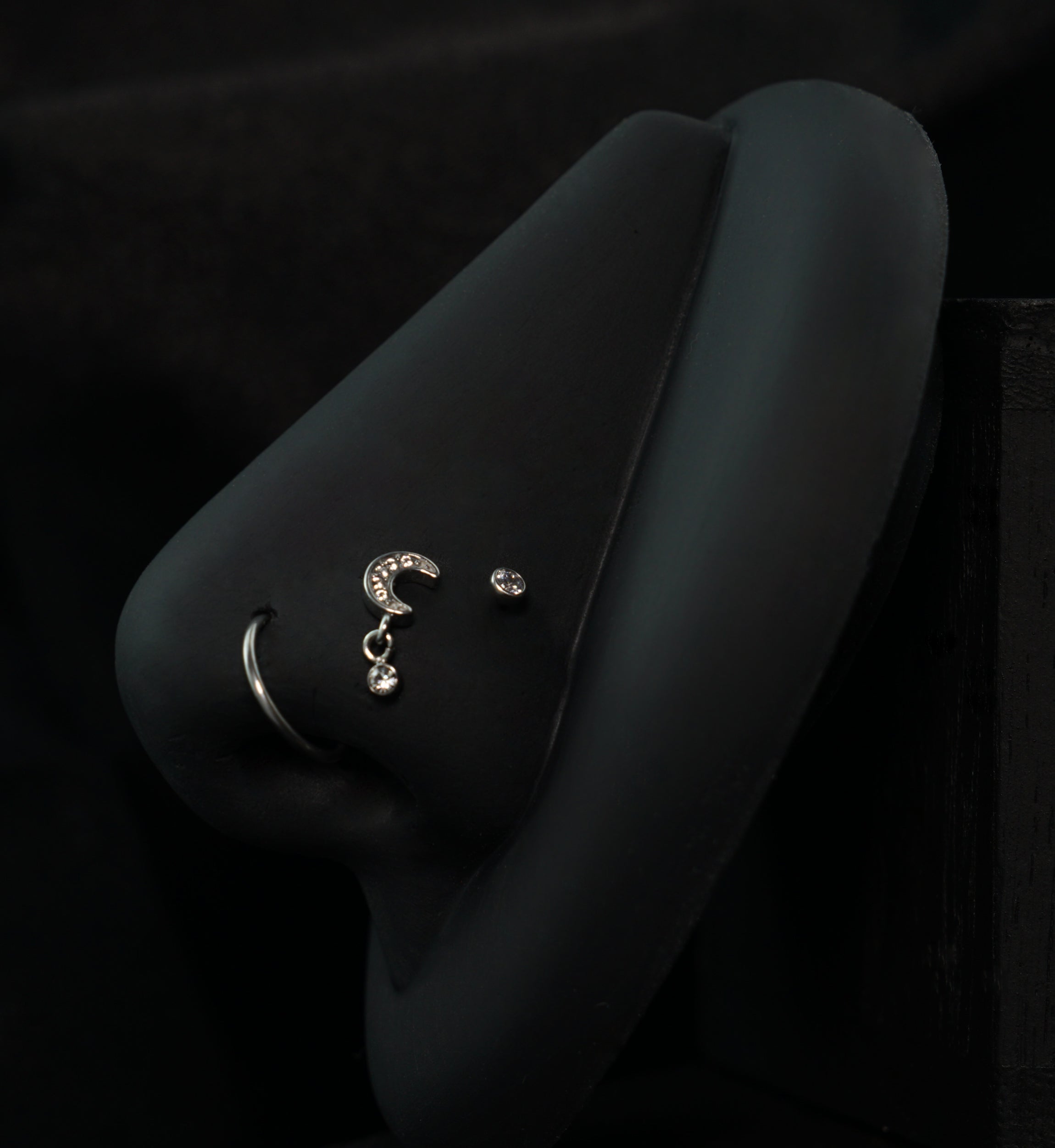 Twilight Dangle Clear CZ Stainless Steel L Bend/Stud/Hoop Variety Pack (6 Pack)