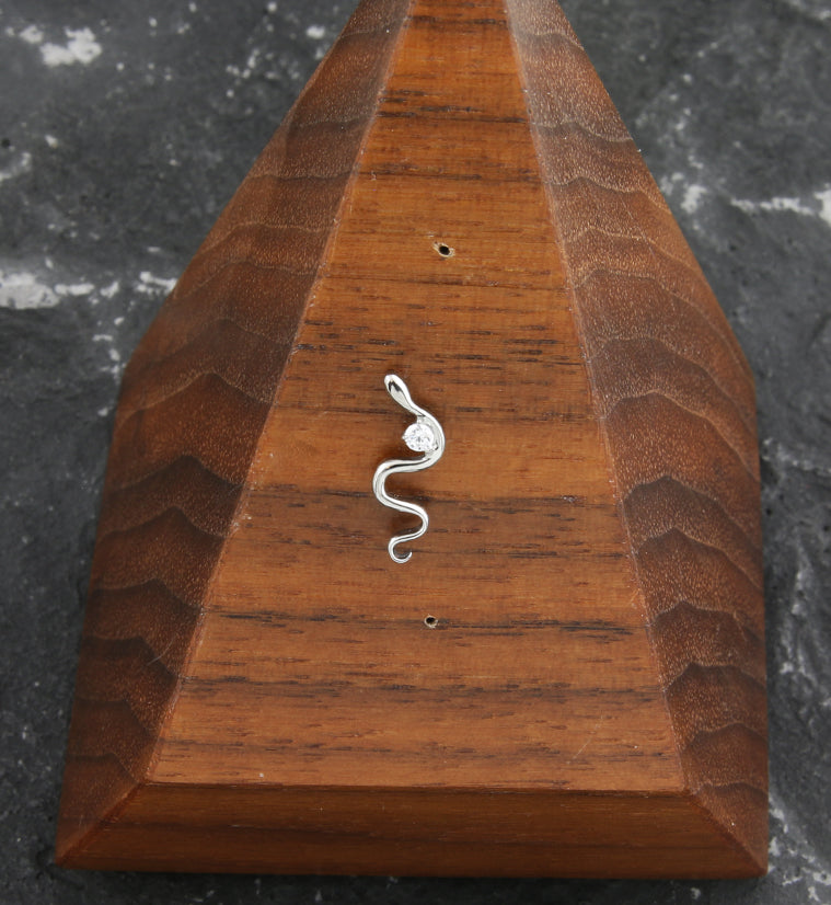 Twisted Snake Clear CZ Threadless Titanium Top