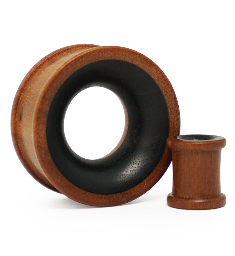 Two Tone Saba & Sono Concave Wood Tunnel Plugs