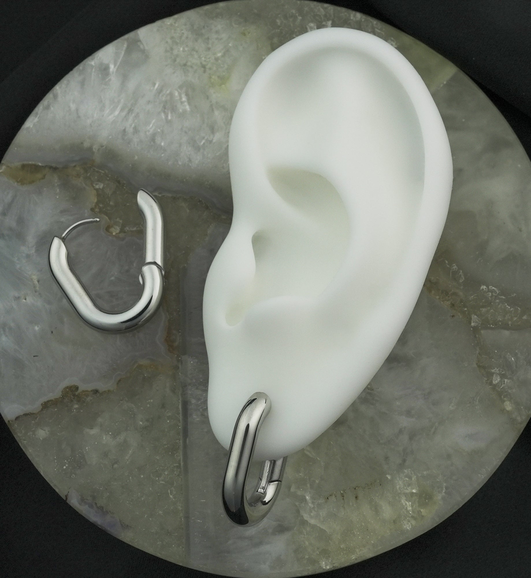 U-Shape Stainless Steel Hinged Hoop Huggie Earrings