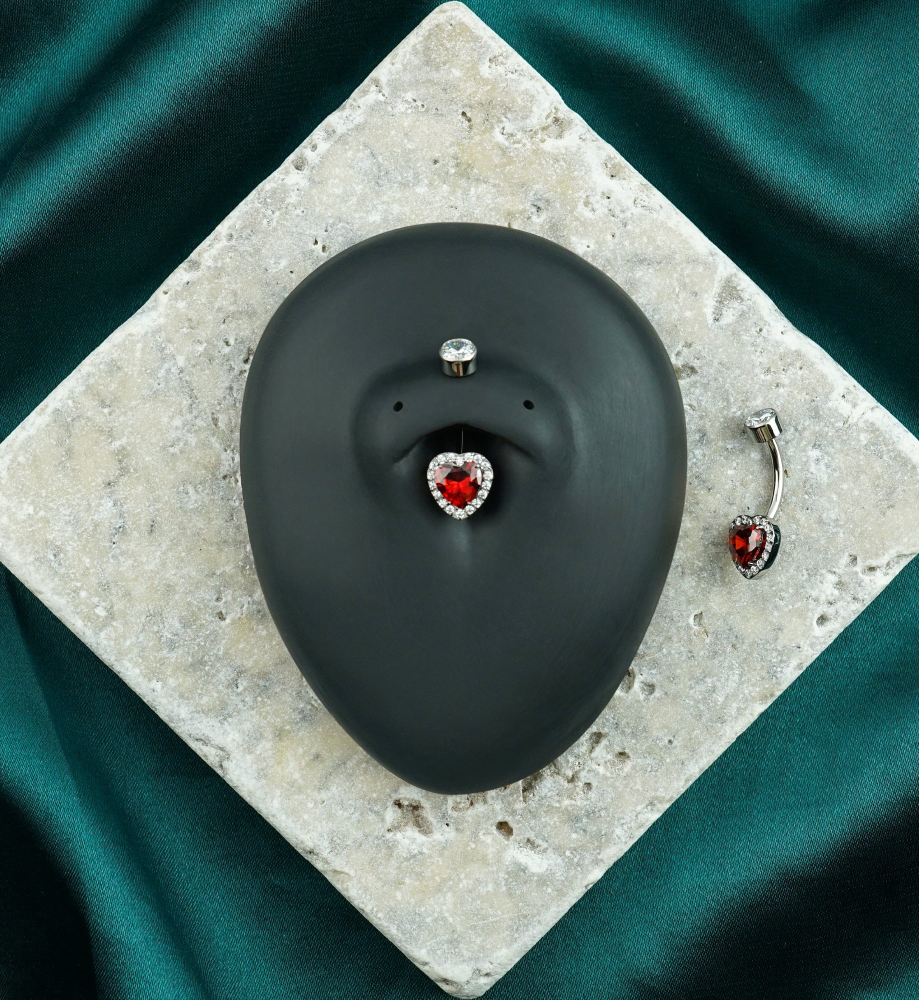 Valentine Heart Garnet CZ Titanium Internally Threaded Belly Button Ring