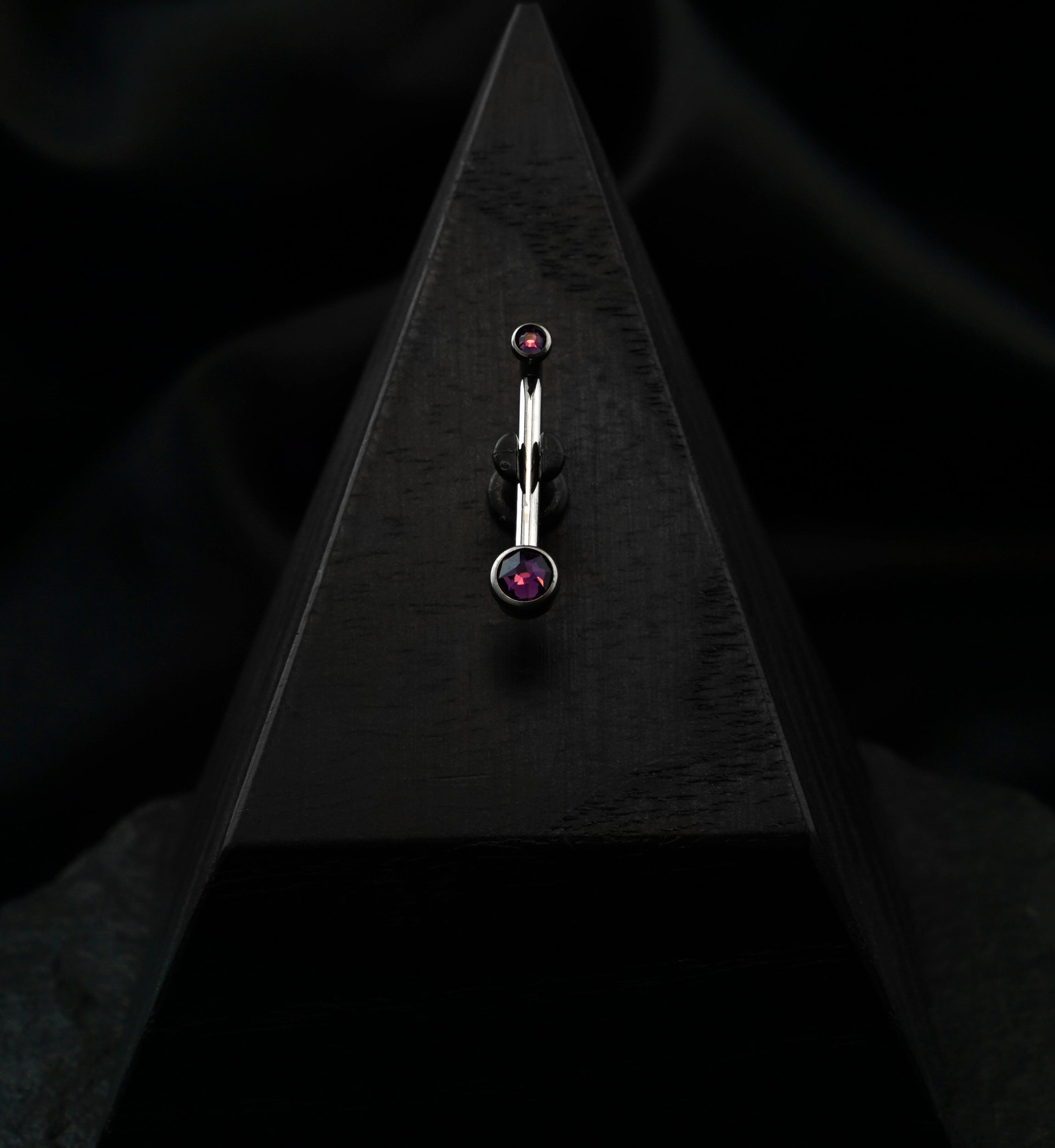 Vertical Clitoral Hood Double Tanzanite CZ Bar