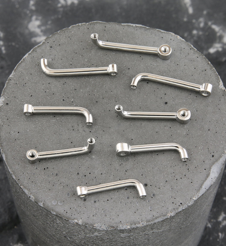 Vertical Clitoral Hood Internally Threaded Titanium L Shaped Barbell