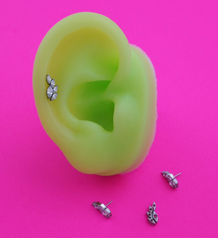 Vine Clear CZ Titanium Threadless Top