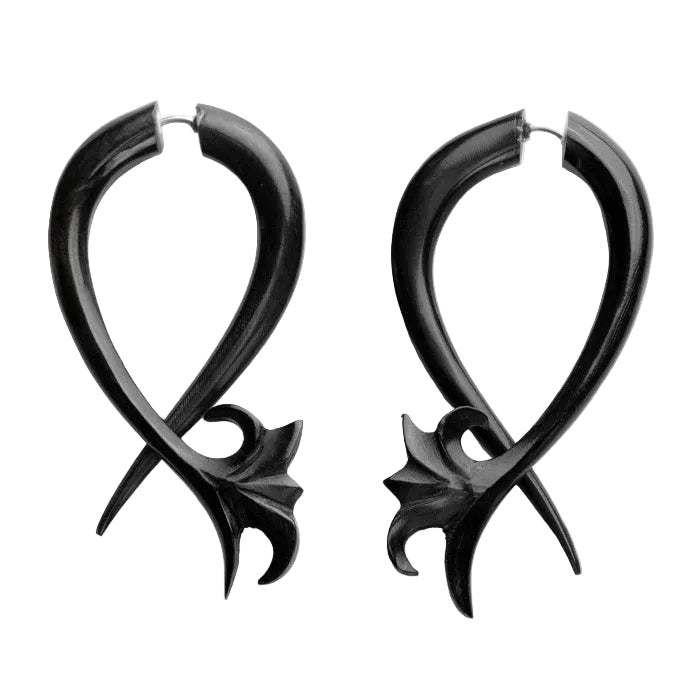 Vine Twist Fake Gauges Hoop Horn Earrings