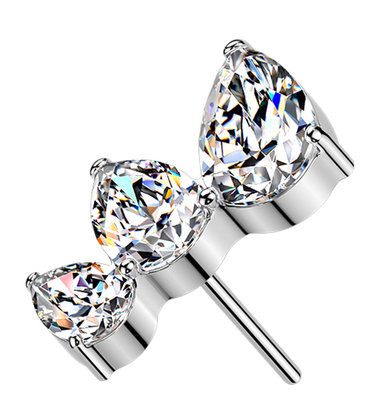 Waning Teardrop CZ Titanium Threadless Top