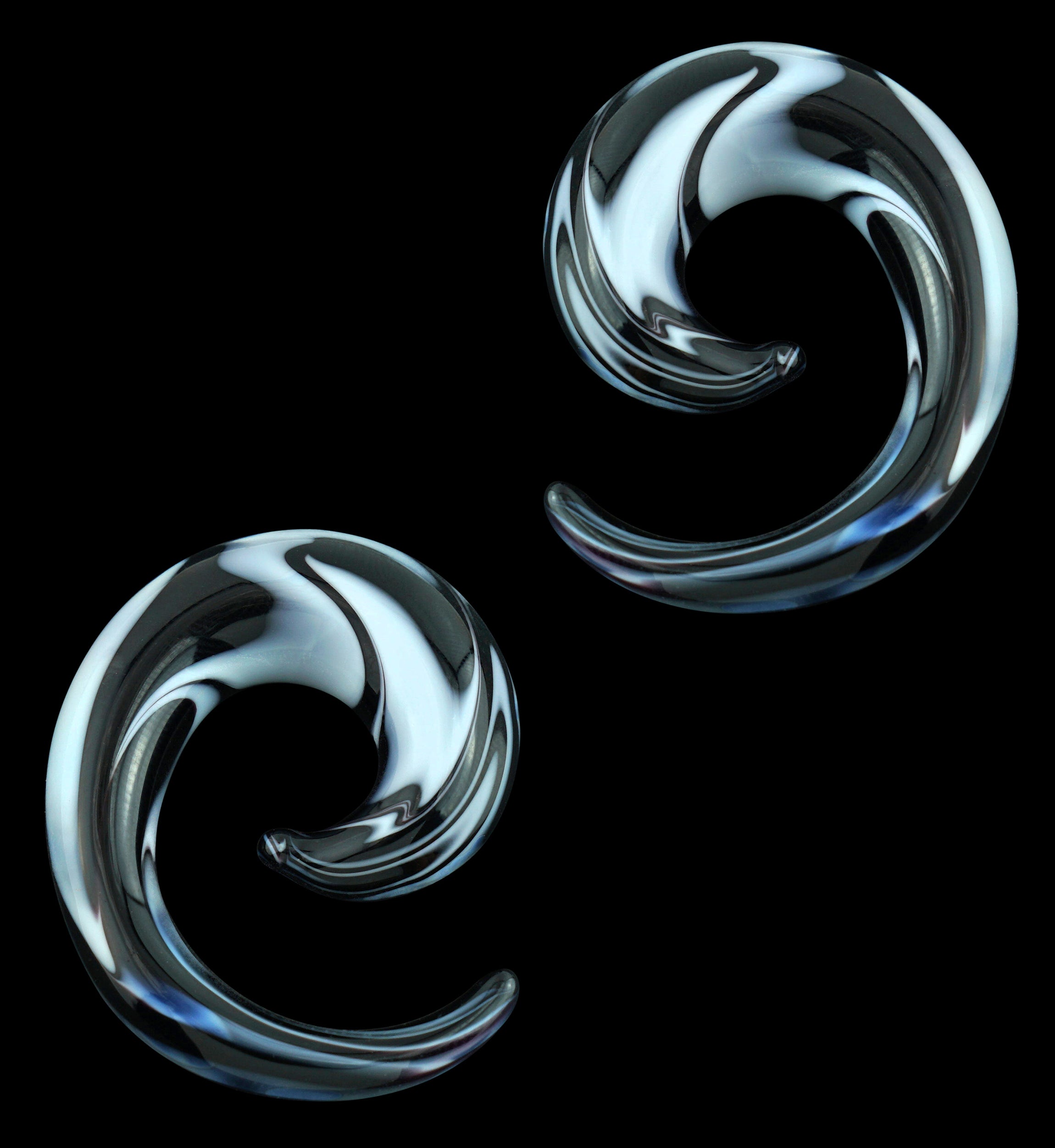 White & Black Swirl Glass Spirals