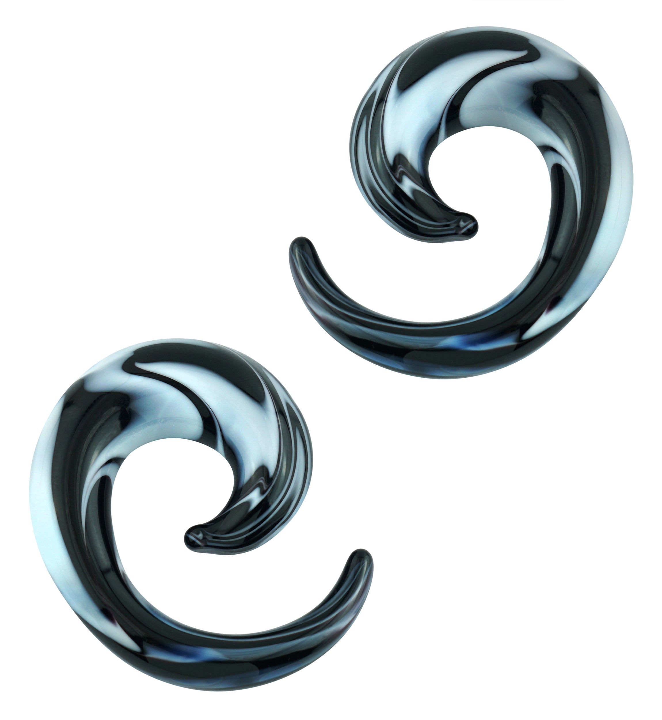White & Black Swirl Glass Spirals
